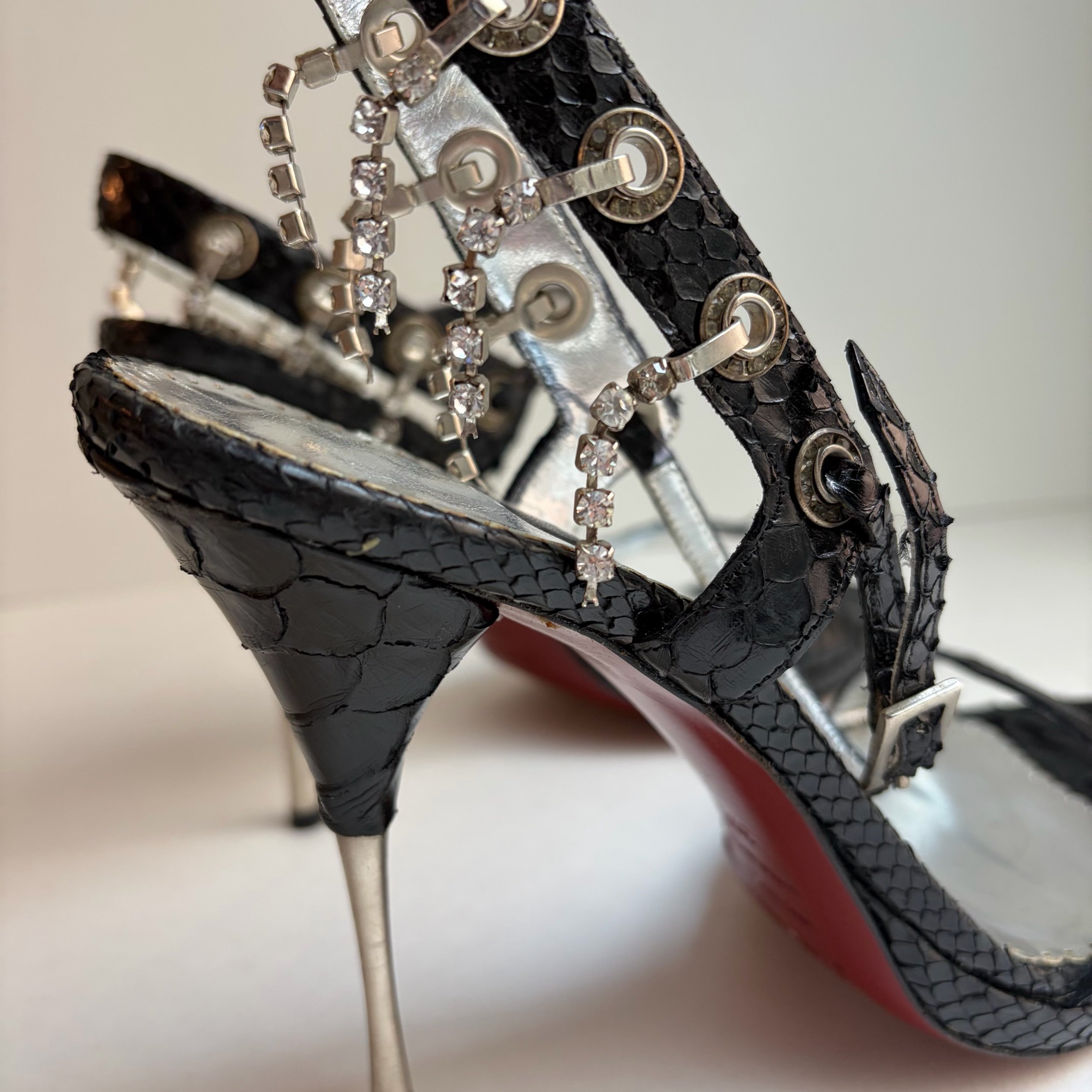 Rare Italian Snakeskin Rhinestone Spike Heel (39.5) — image 4