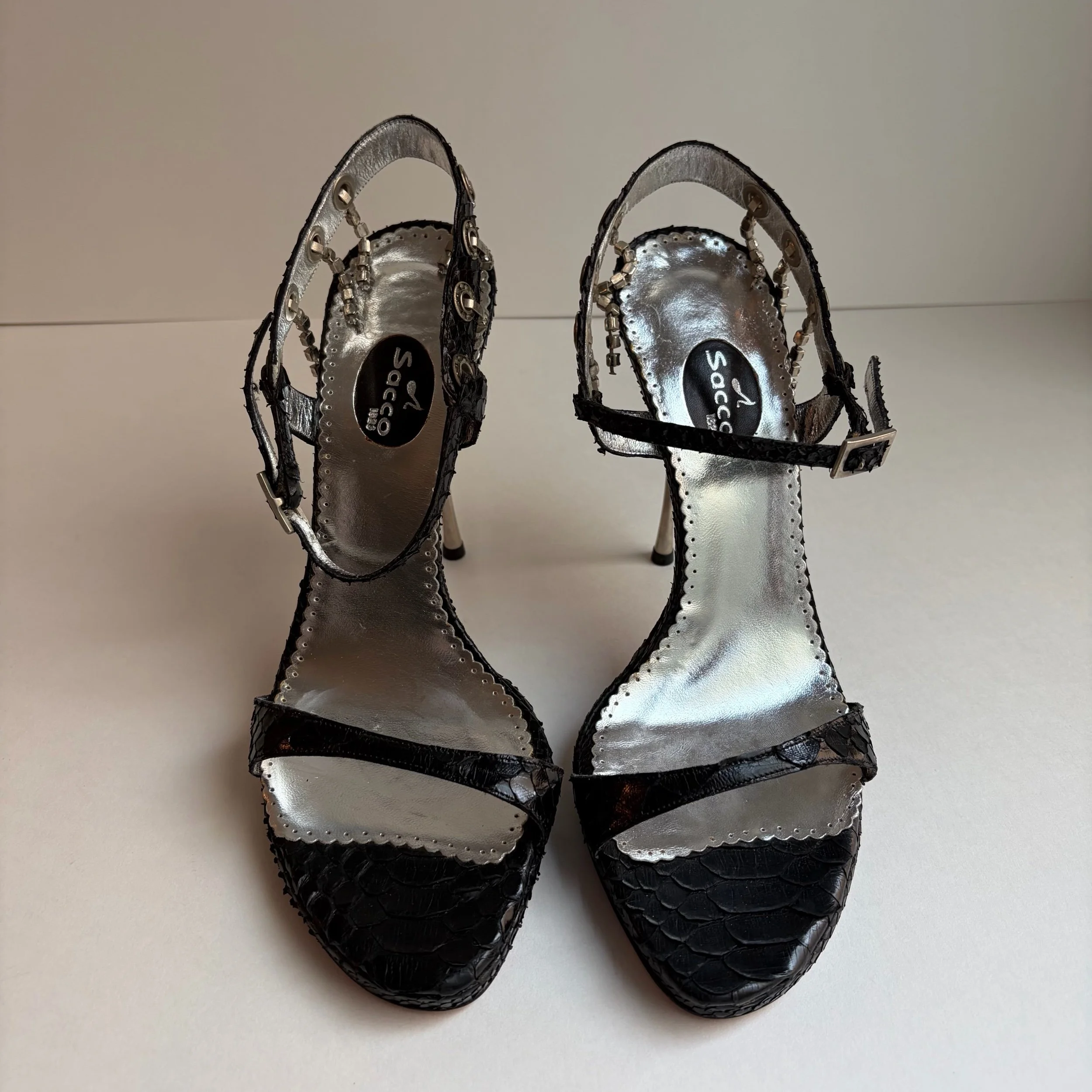 Rare Italian Snakeskin Rhinestone Spike Heel (39.5) — image 6