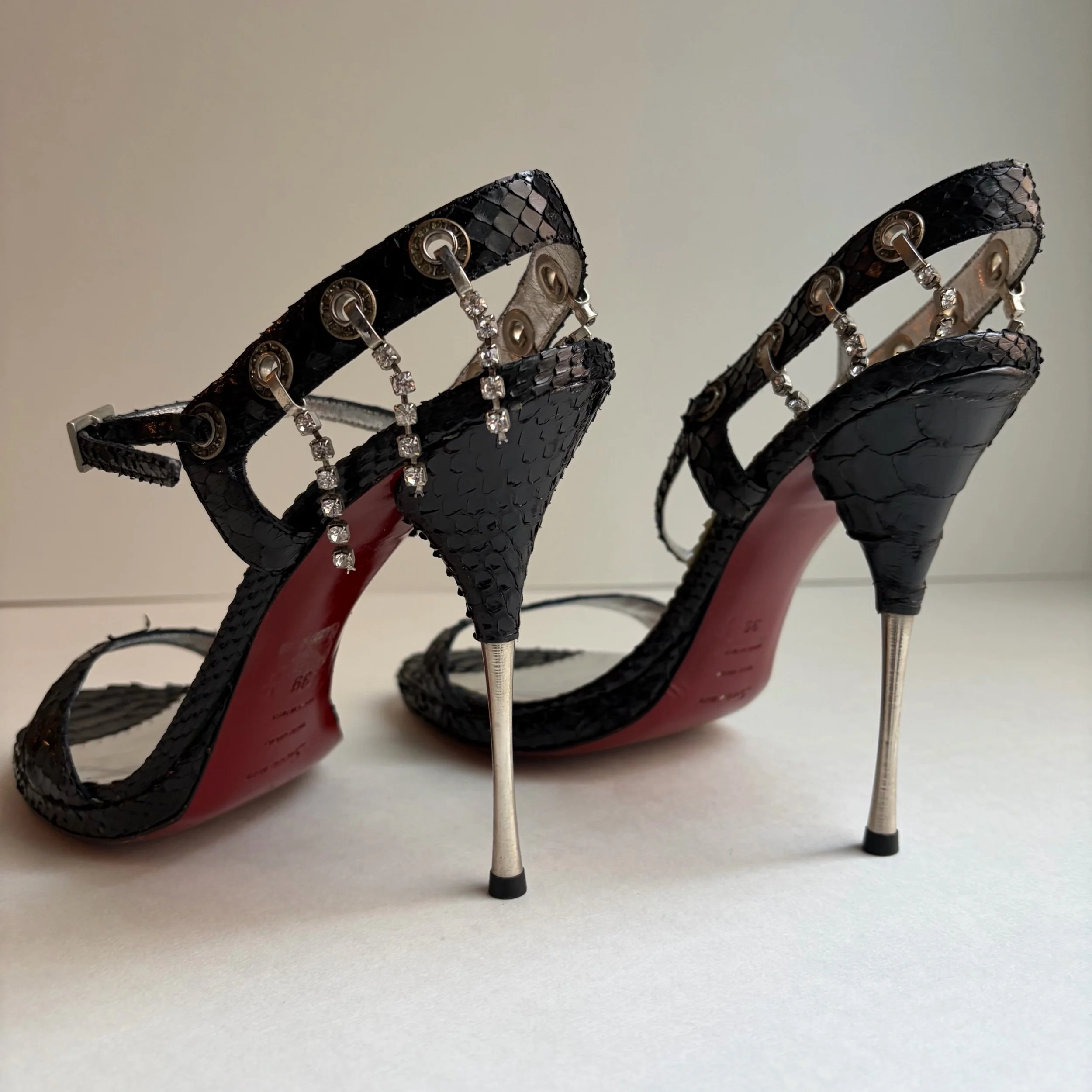 Rare Italian Snakeskin Rhinestone Spike Heel (39.5) — image 5