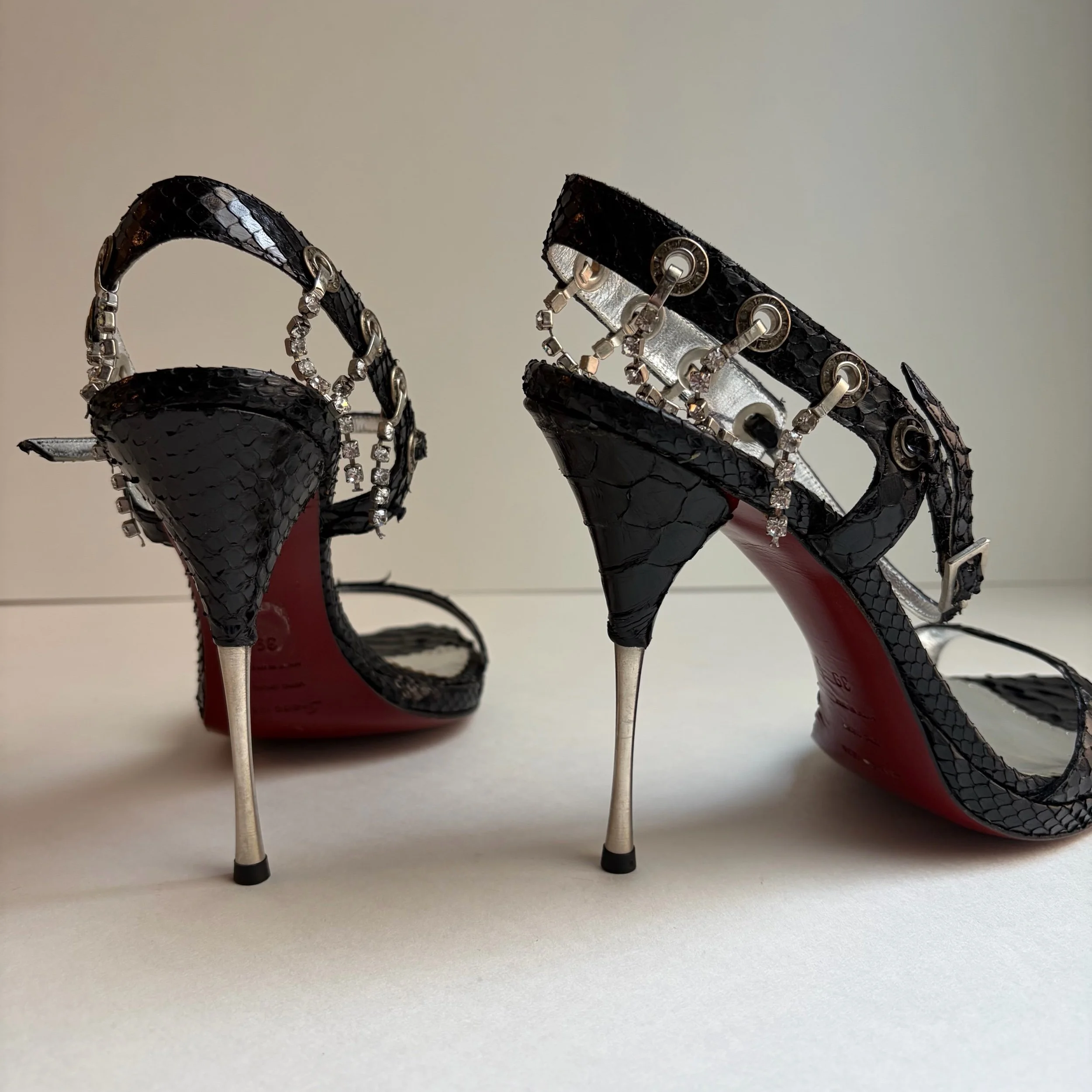 Rare Italian Snakeskin Rhinestone Spike Heel (39.5) — image 3