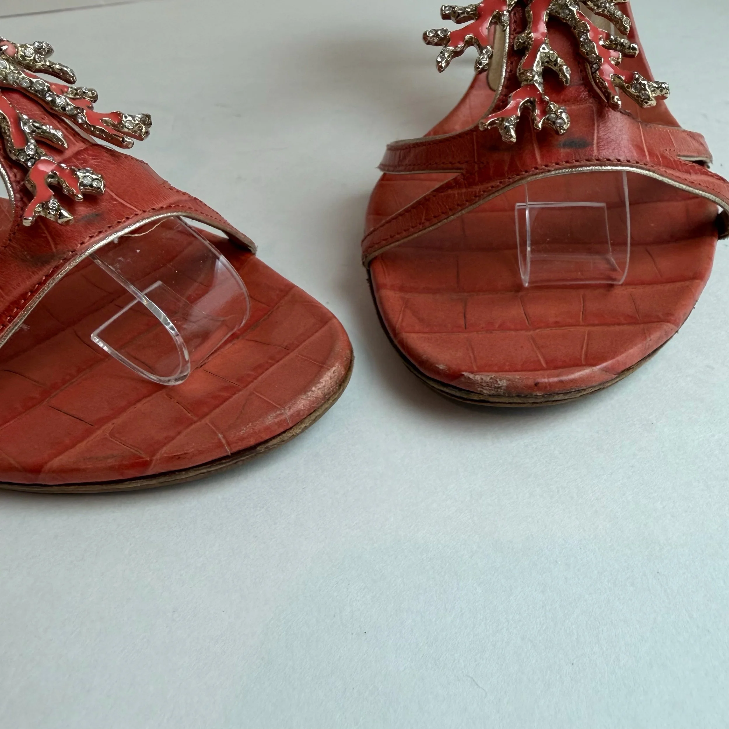 Vtg Valentino Orange Coral Heel (39) — image 4