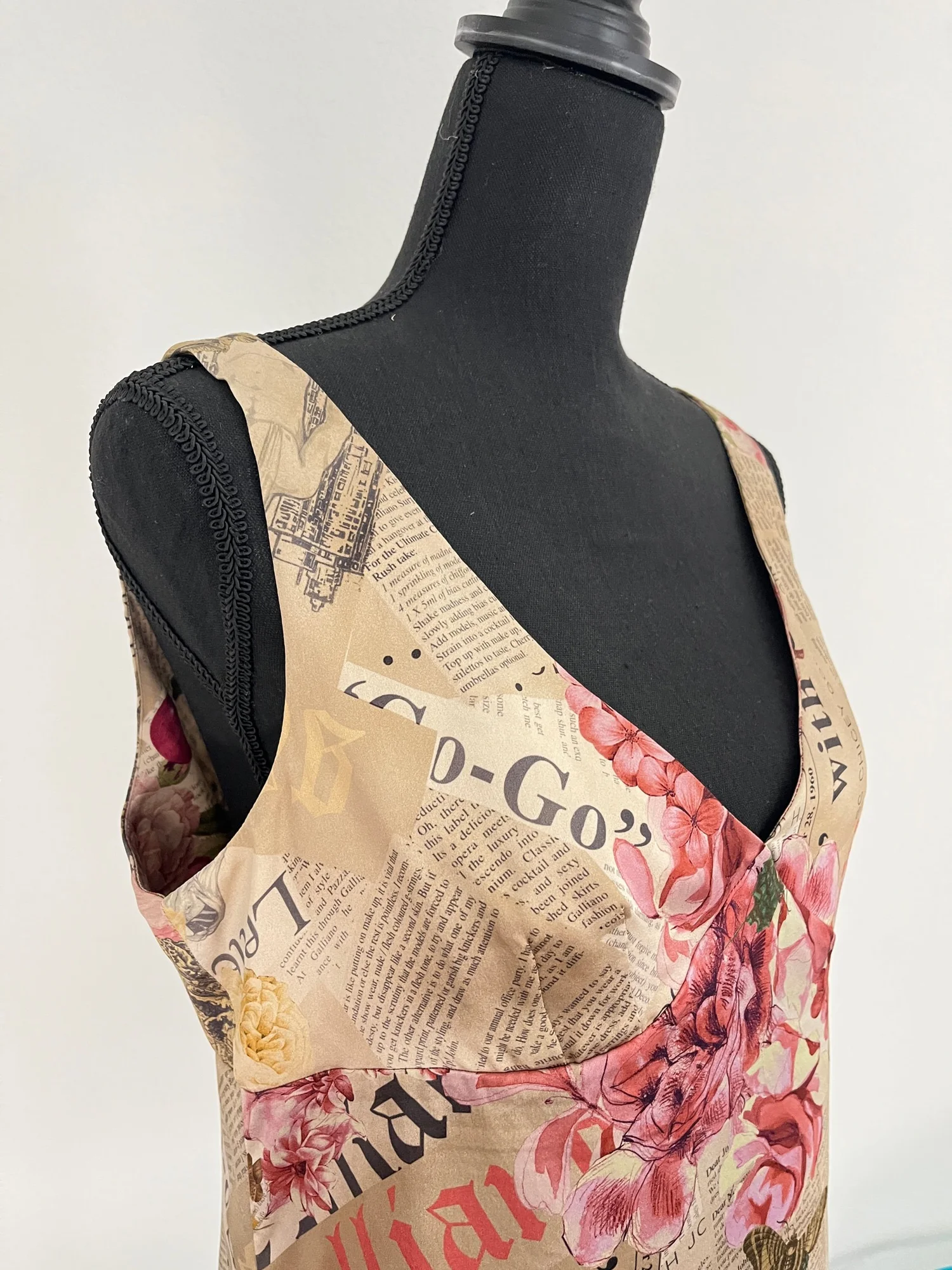 Rare John Galliano Silk Magazine Floral Top (L)