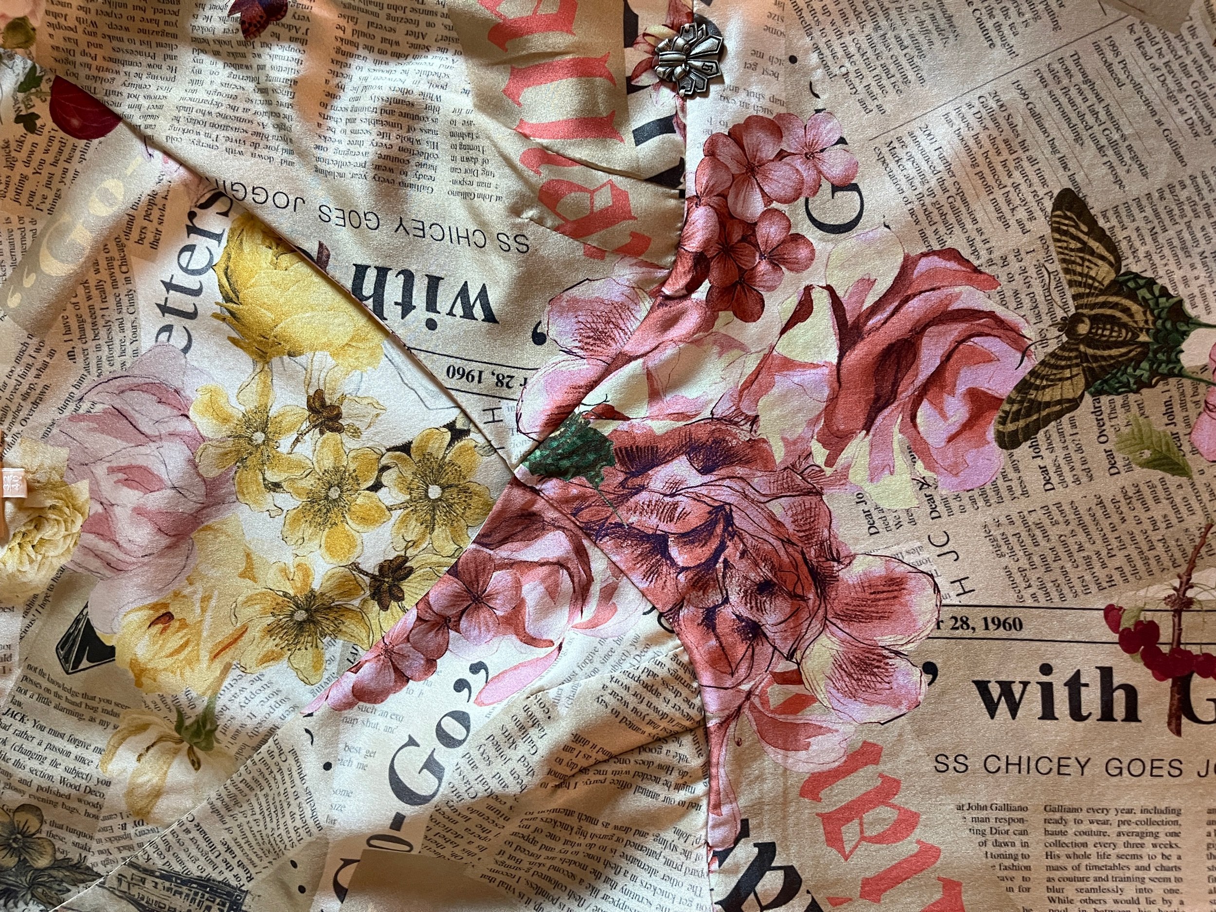 Rare John Galliano Silk Magazine Floral Top (L) — image 3