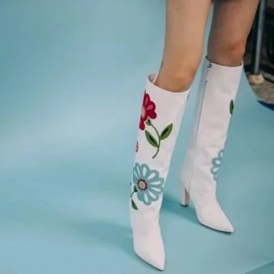 Fun Flower Power Manolo Blahnik Boots (40)