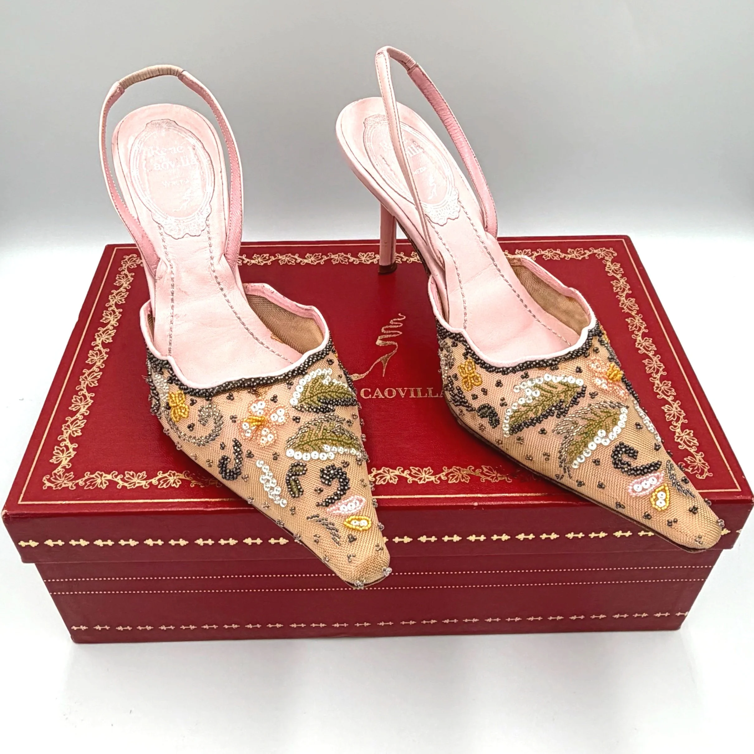 Rene Caovilla Beaded Pink Mules (35), image 9