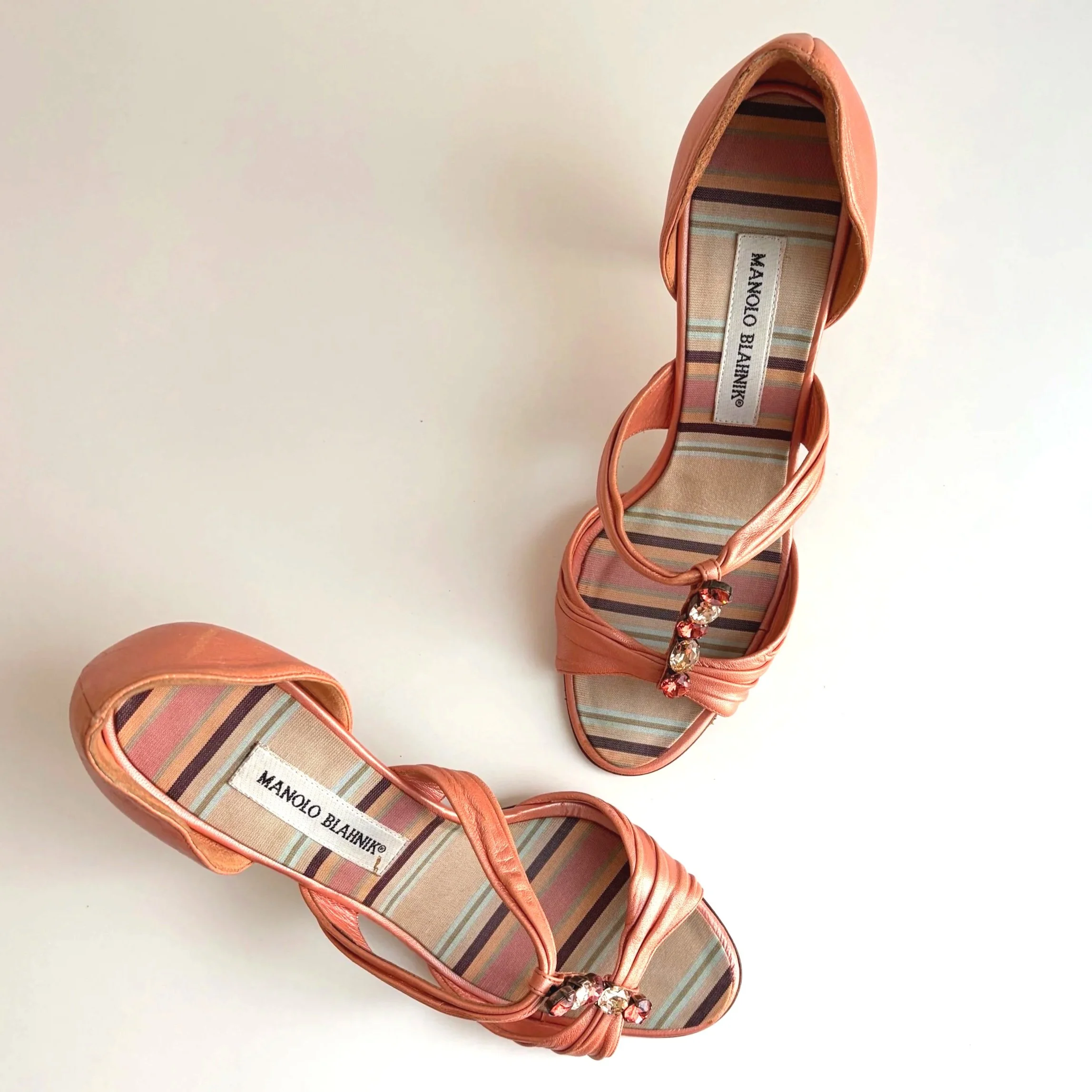 Vtg Coral Jeweled Manolos (39) — image 3