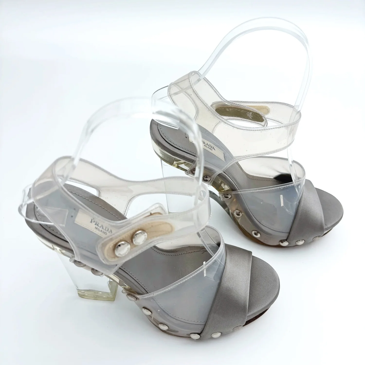 Prada Grey Acrylic and PVC Heels (36.5)