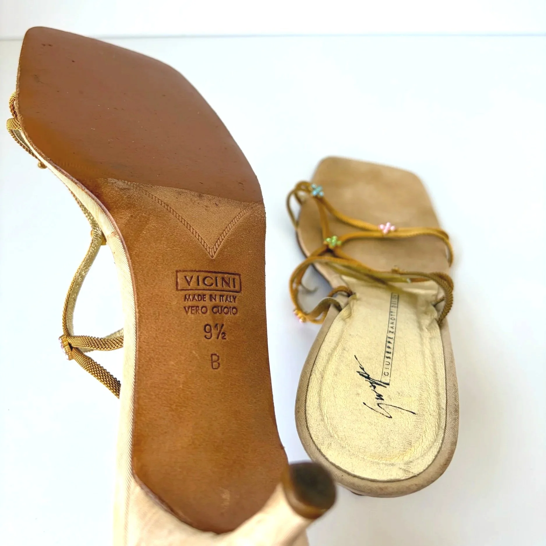 Gold Multicolor Dainty Flower Heels (9.5) — image 4