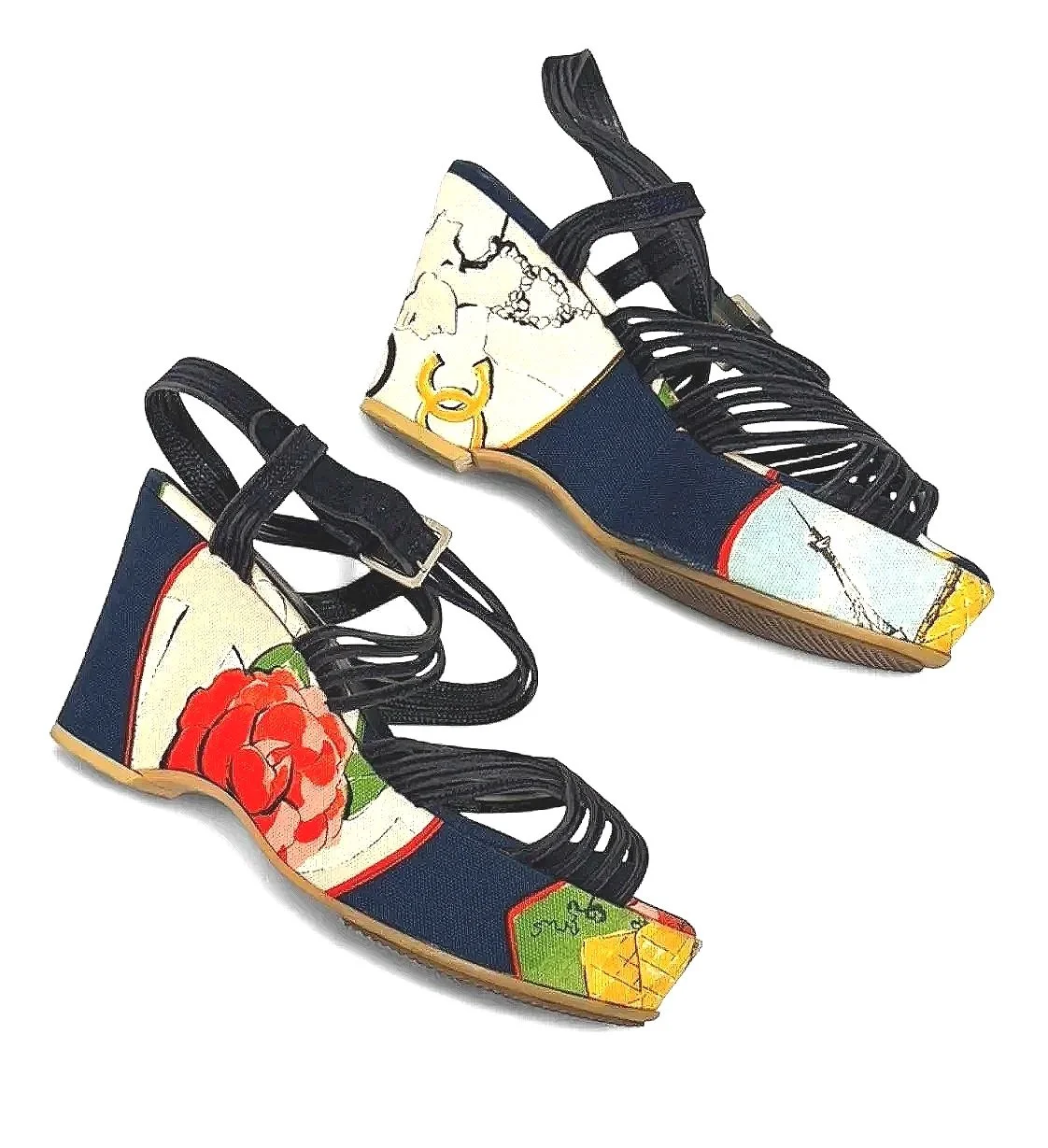 Vintage Chanel Strappy Platform Sandals US 6