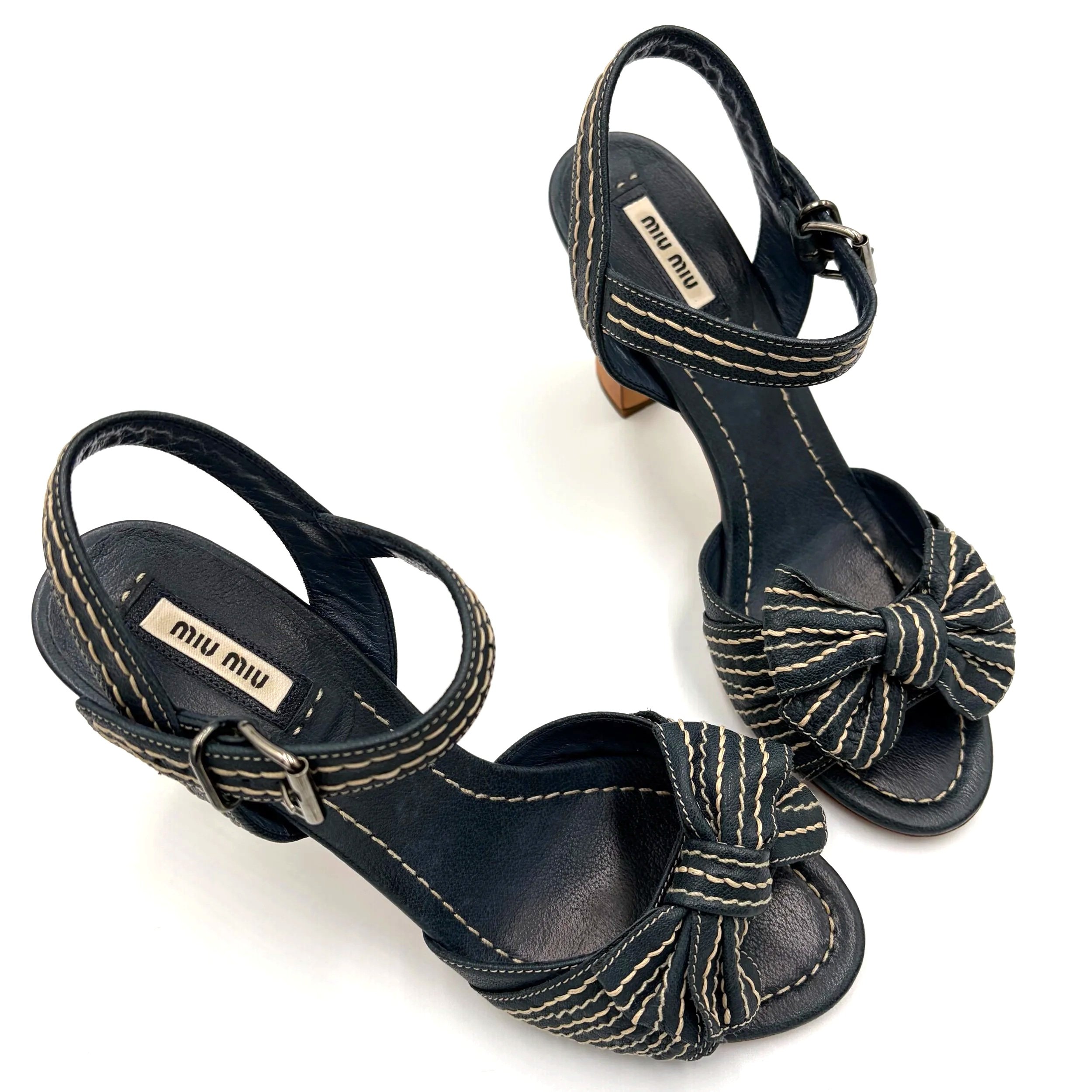 Miu Miu Blue Stitched Heel (39) — image 2