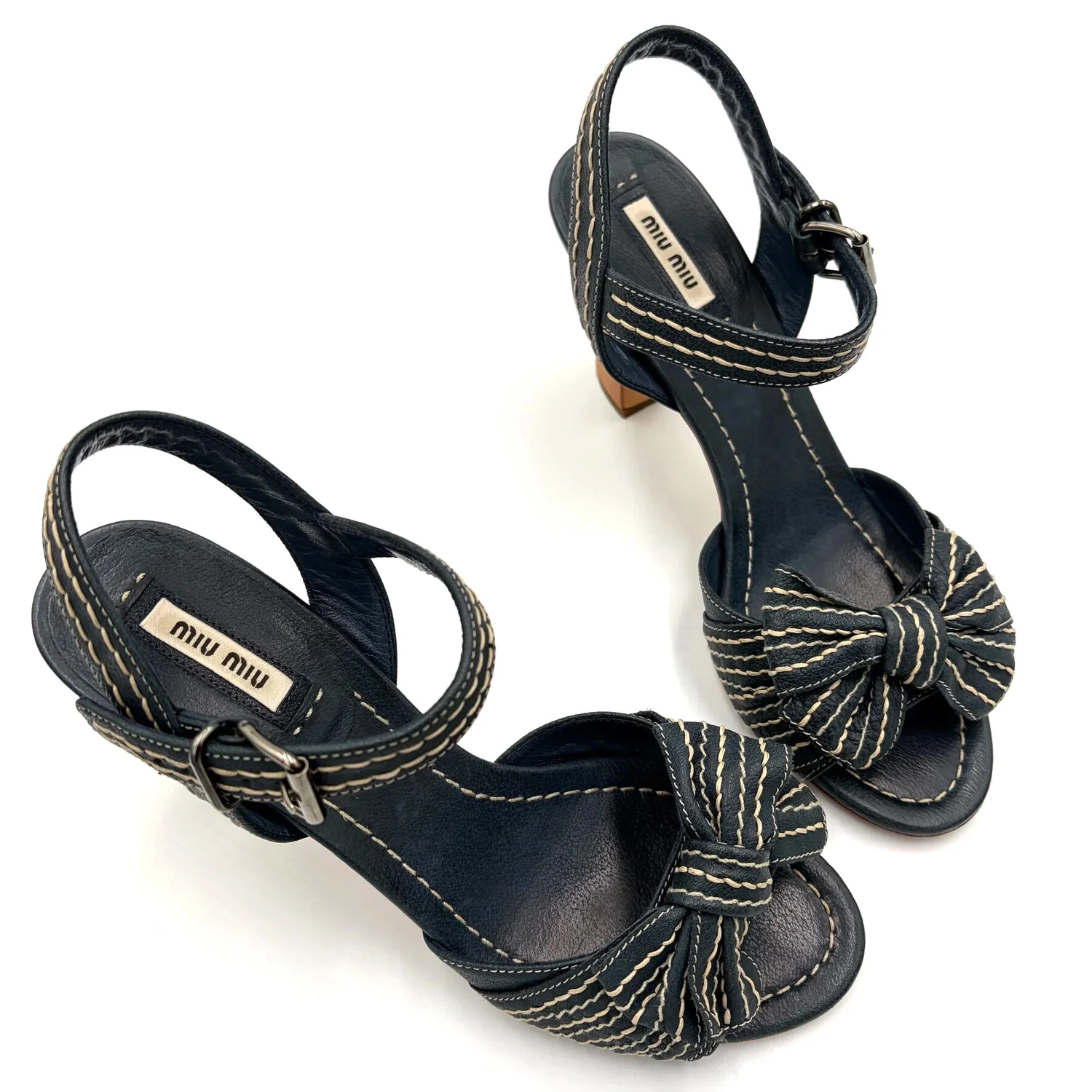 Miu Miu Blue Stitched Heel (39)