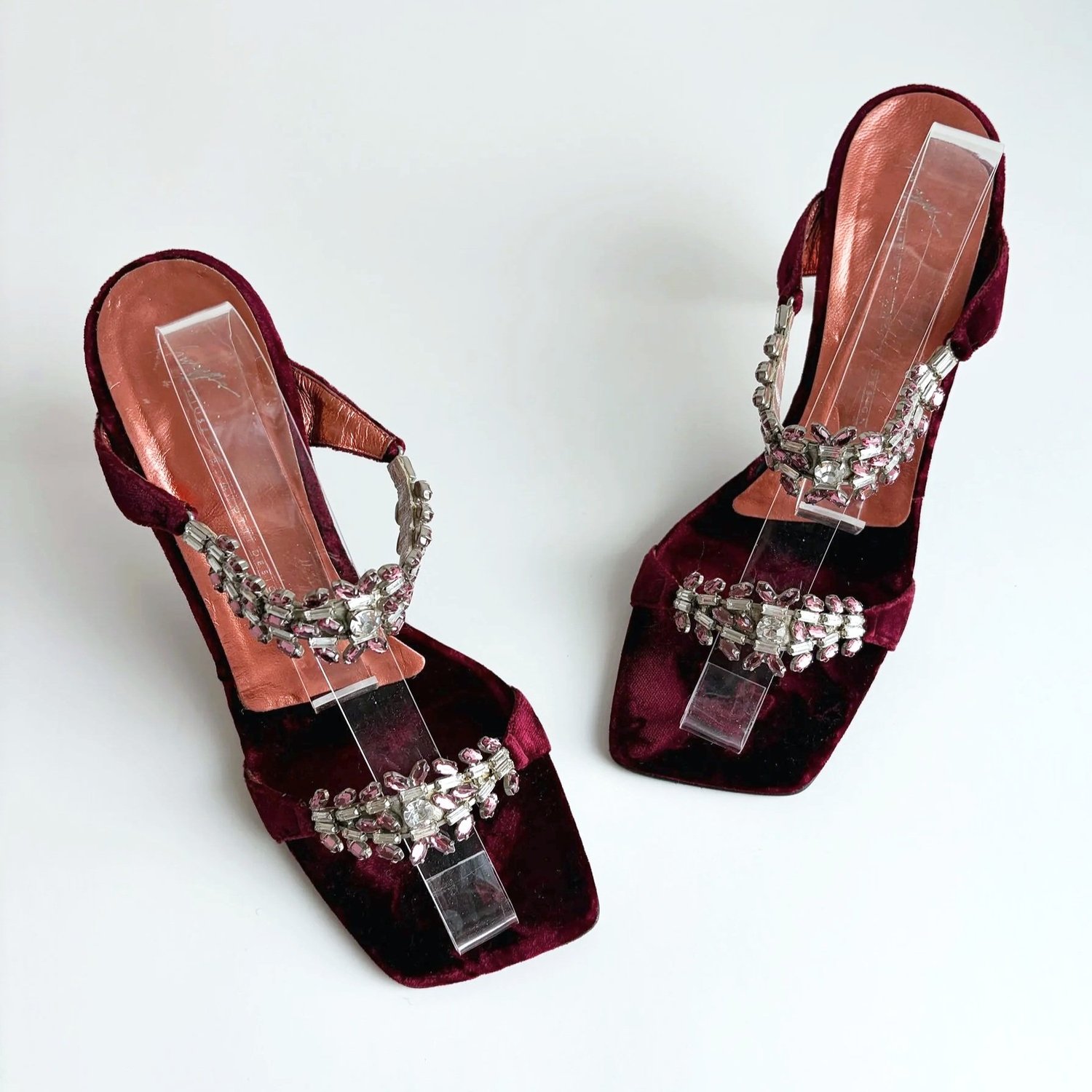 Pink Rhinestoned Velvet Giuseppe Zanotti Heels (37.5)