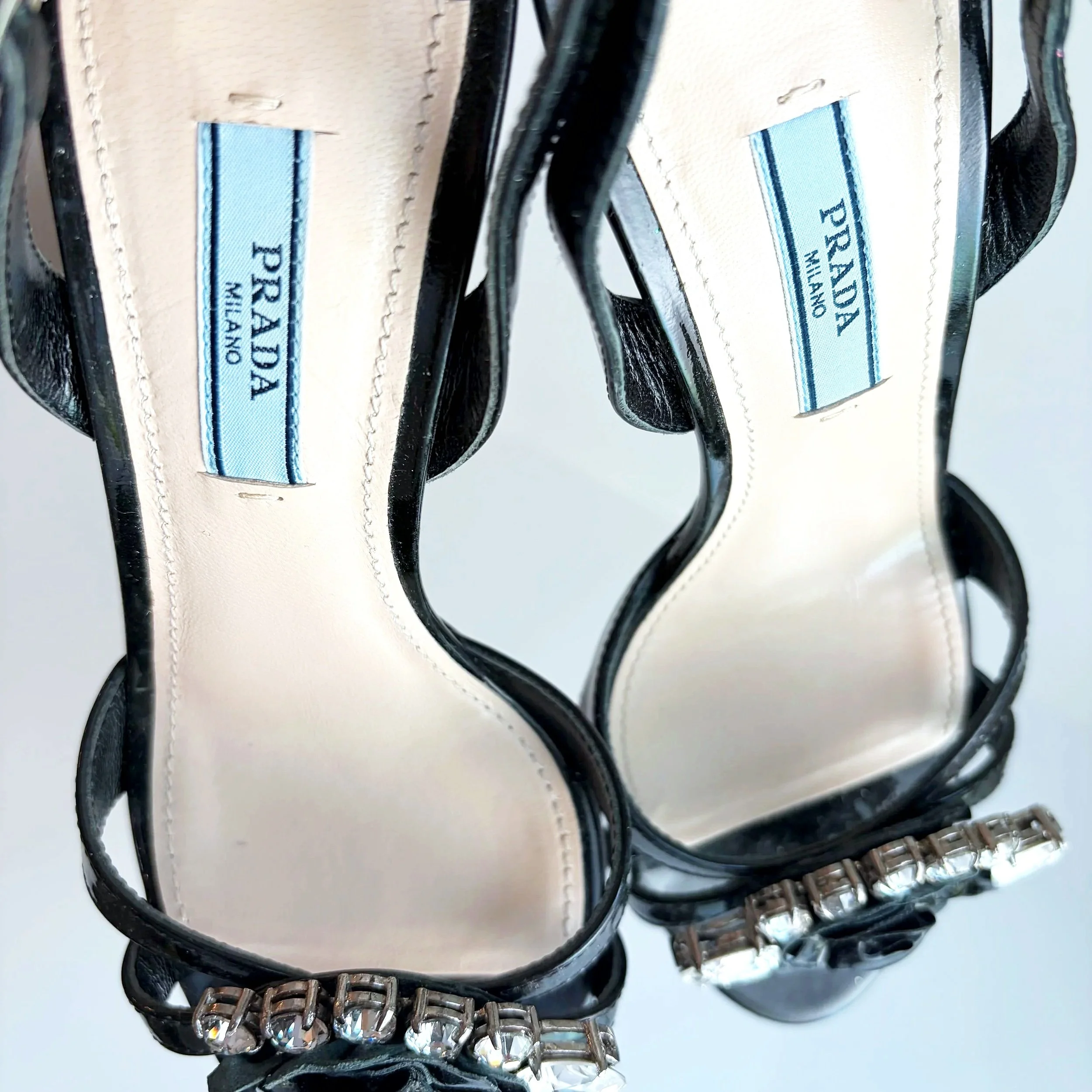 Black Patent Rose Prada Heels (36.5) — image 7