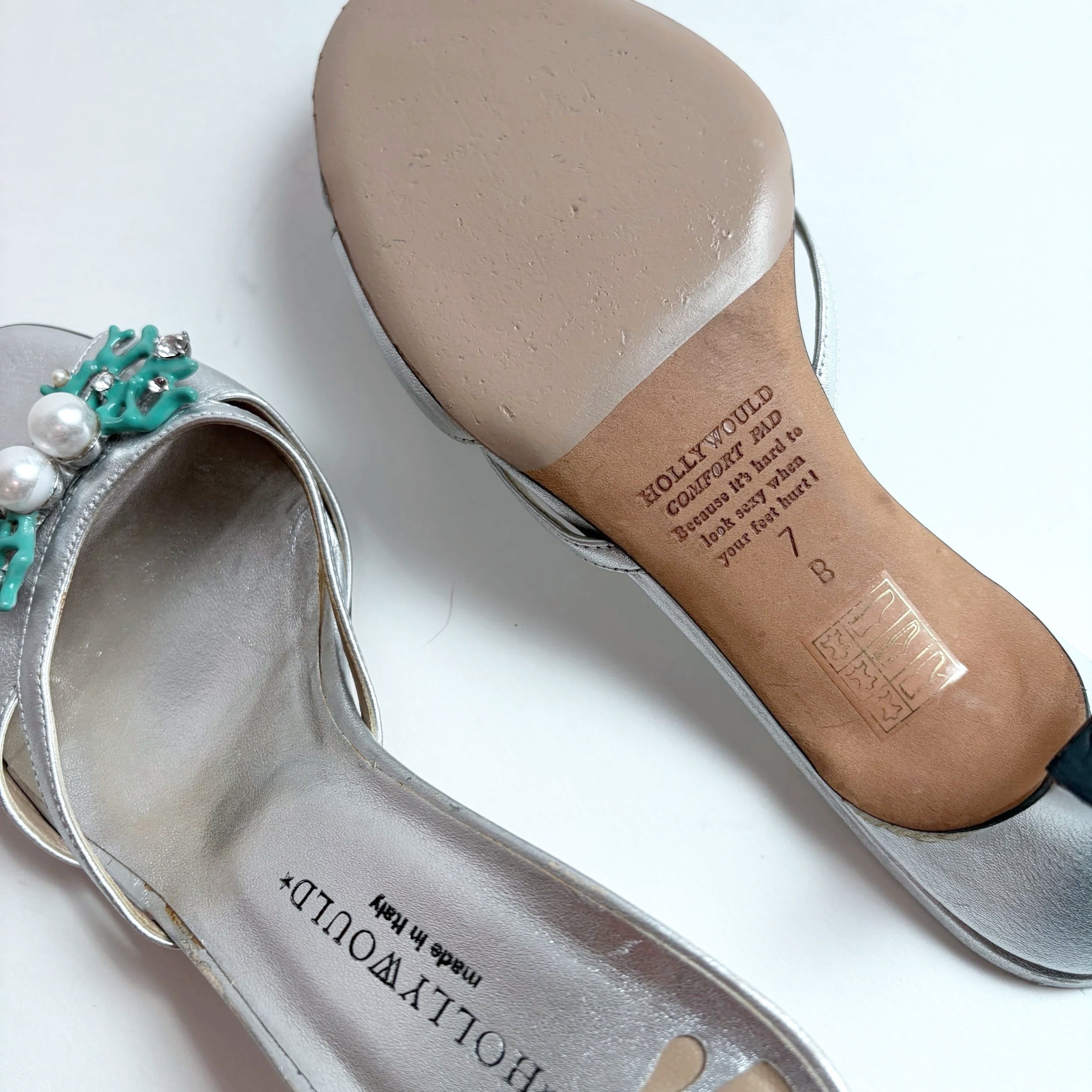 Vtg Hollywould Coral & Pearl Heels (US 7) — image 5