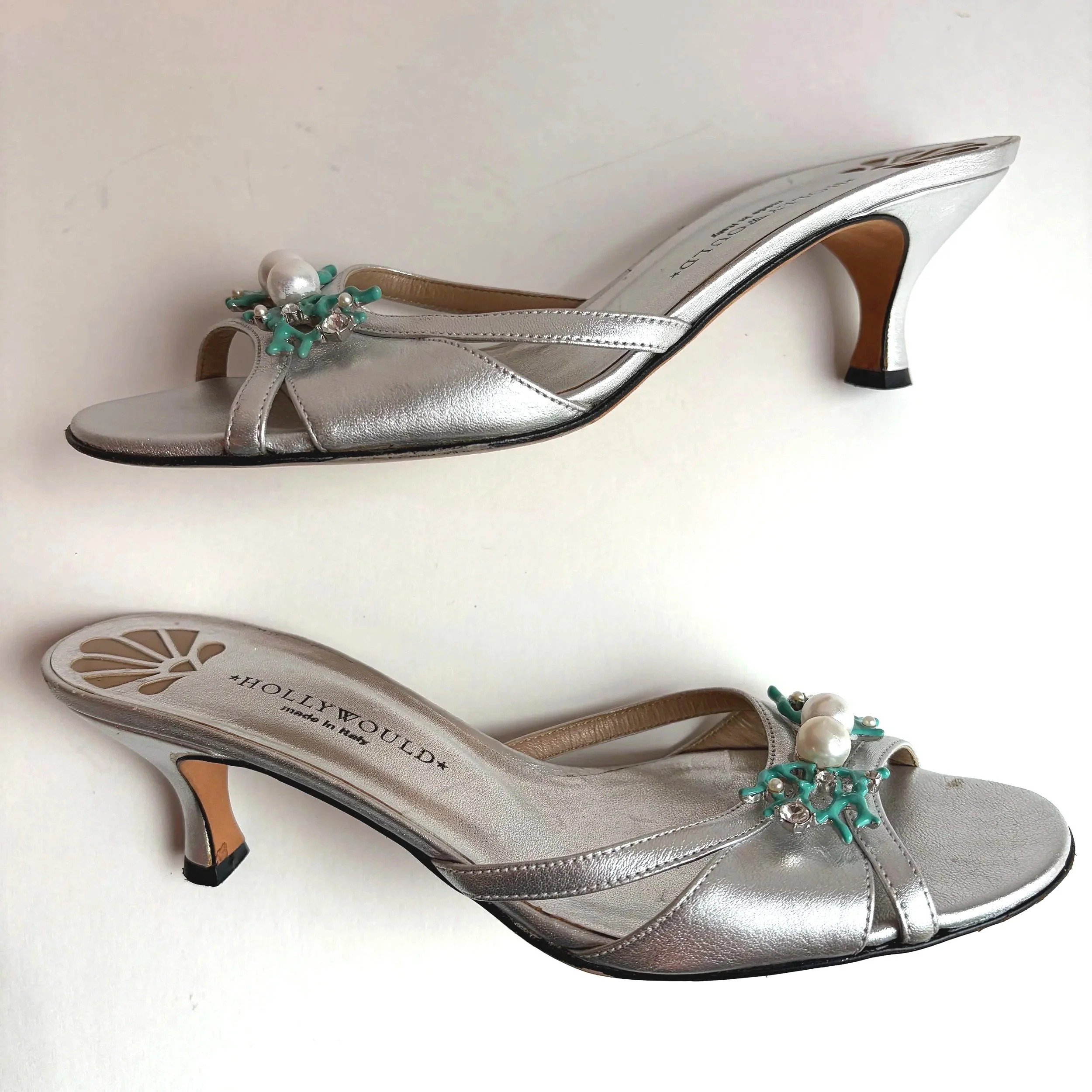 Vtg Hollywould Coral & Pearl Heels (US 7) — image 3