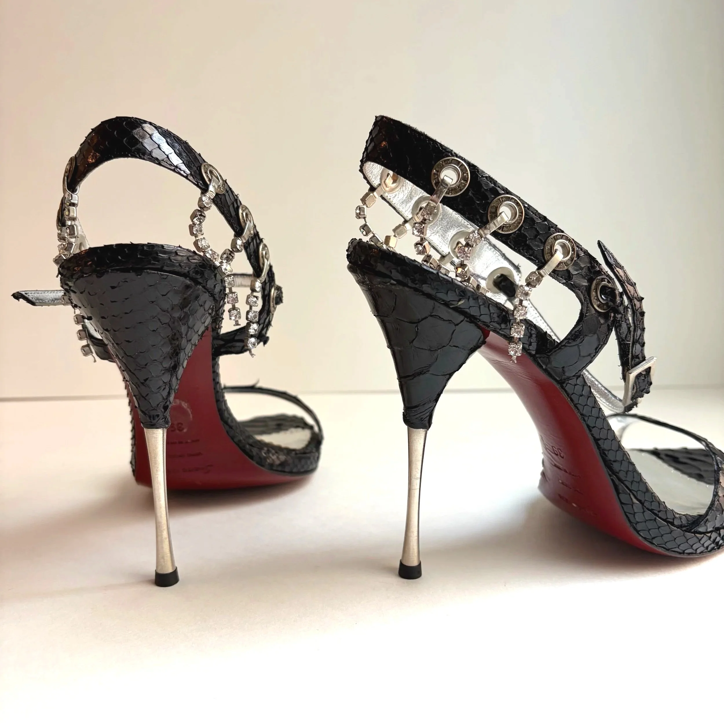 Rare Italian Snakeskin Rhinestone Spike Heel (39.5), image 3