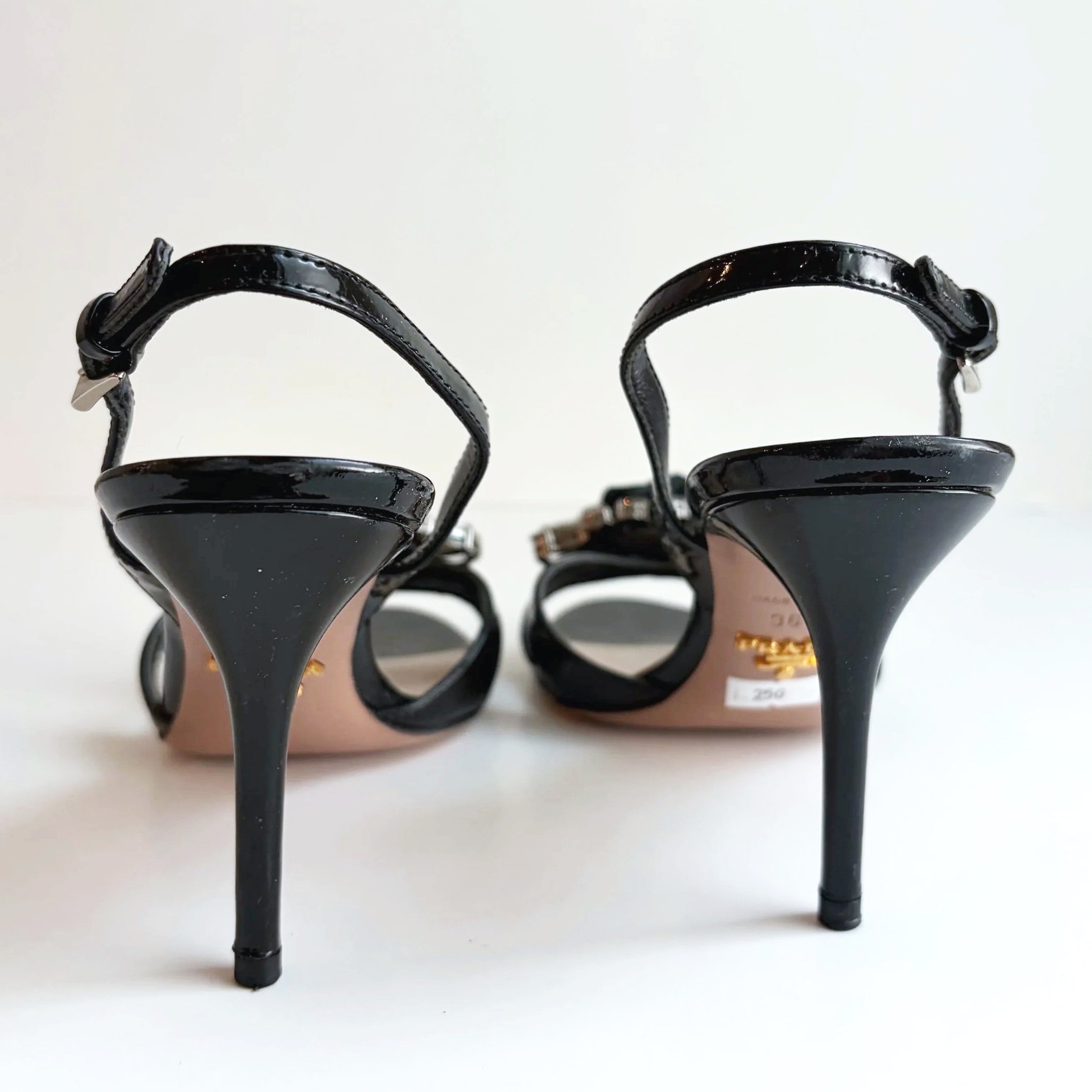 Black Patent Rose Prada Heels (36.5) — image 6