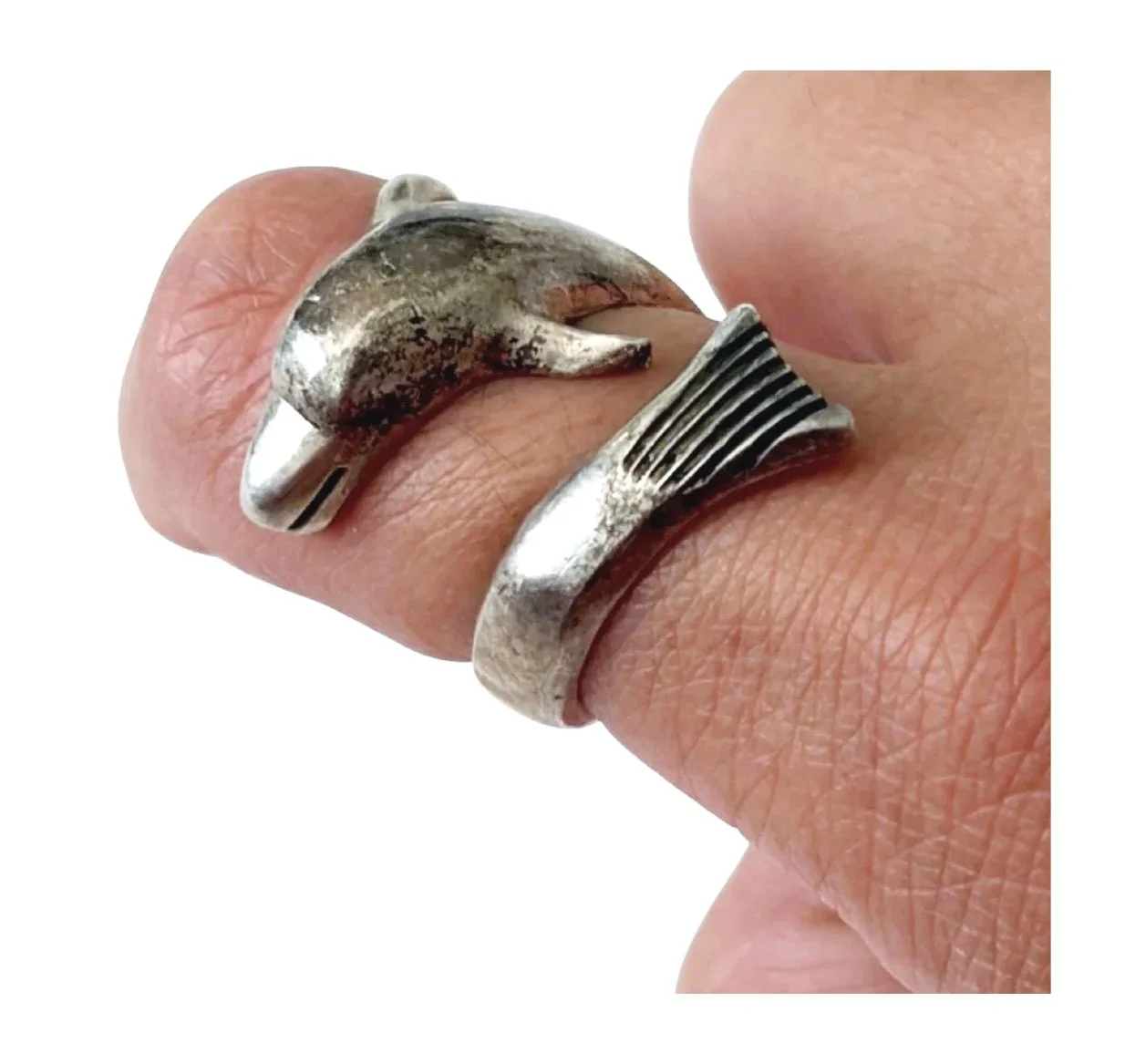 Vtg Sterling Wrap Around Dolphin Ring (7) — image 3