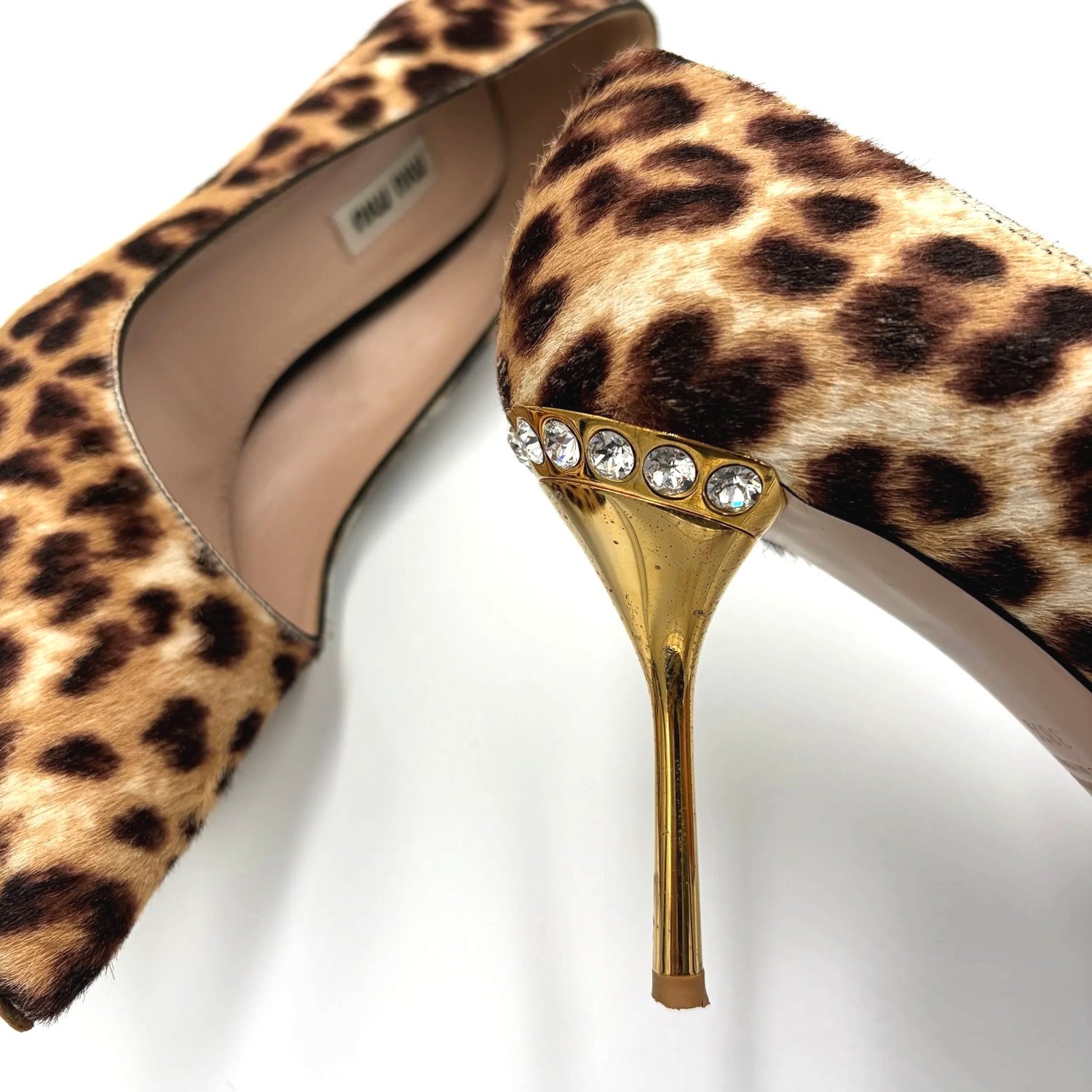 Miu Miu Leopard Rhinestone Heel (38.5)