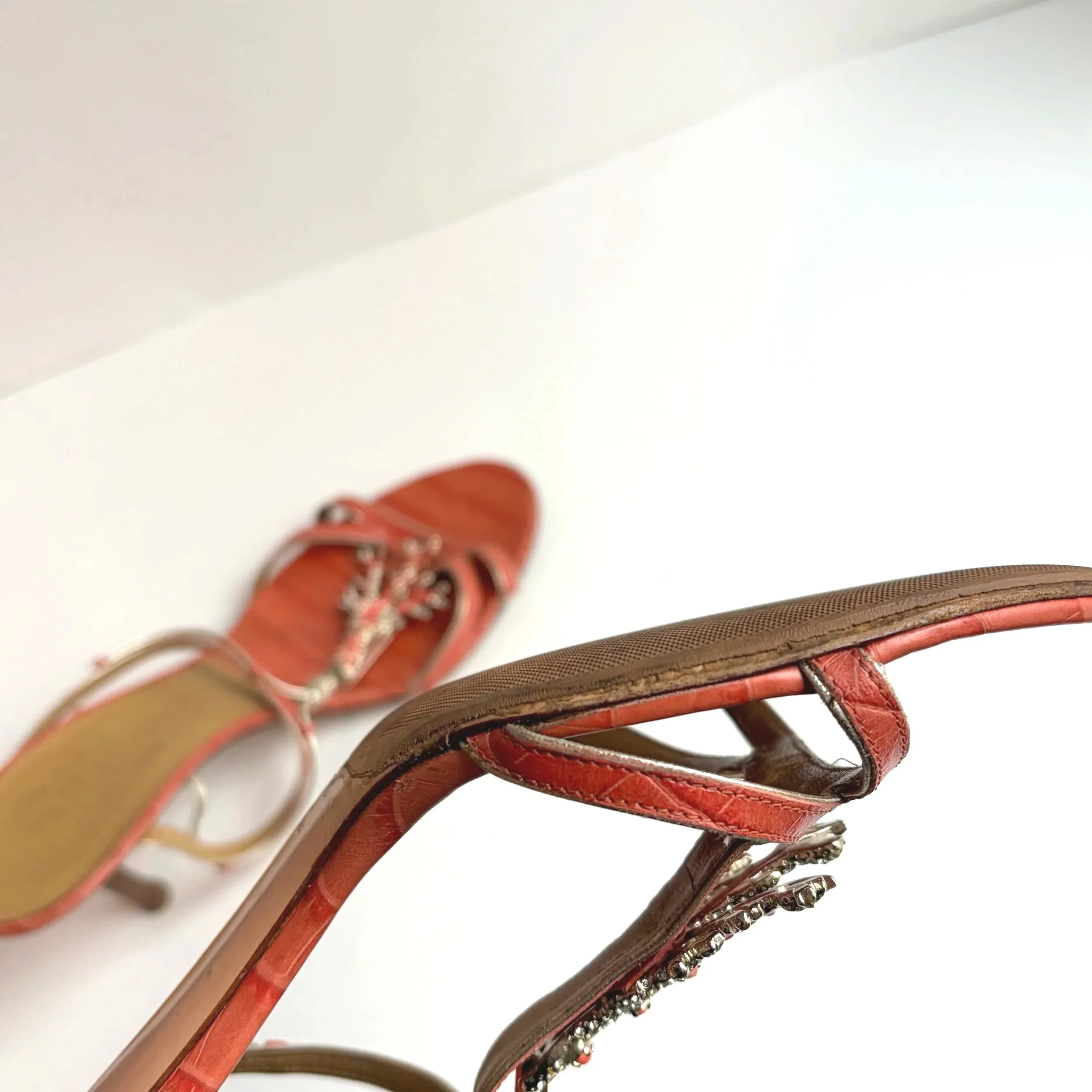 Vtg Valentino Orange Coral Heel (39) — image 7