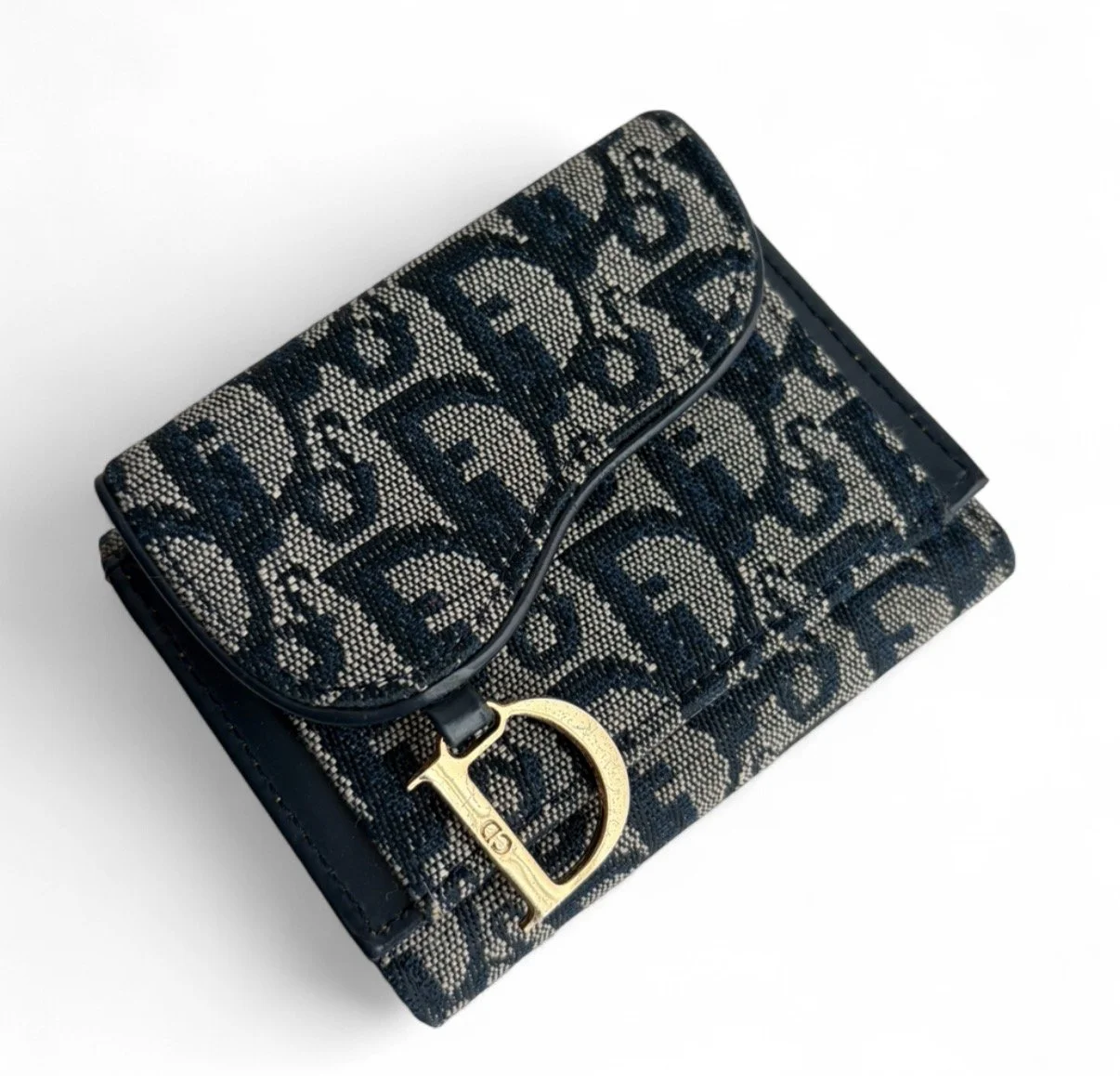 Dior Trotter Leather Mini Wallet Trifold Authentic