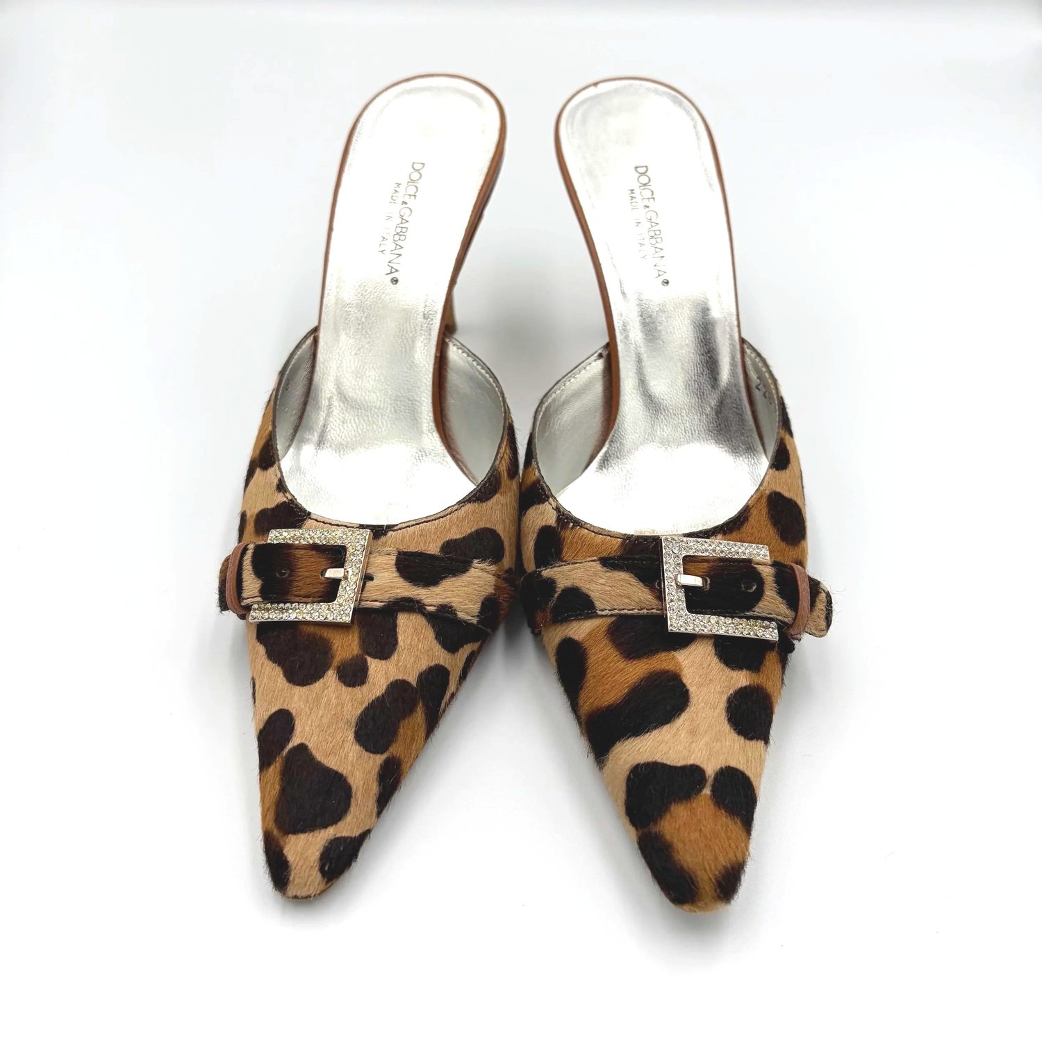 Dolce & Gabanna Leopard Calfhair Mules (38)
