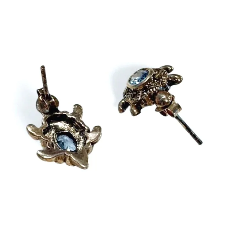 Vtg Aquamarine Sea Turtle SS Earrings — image 2