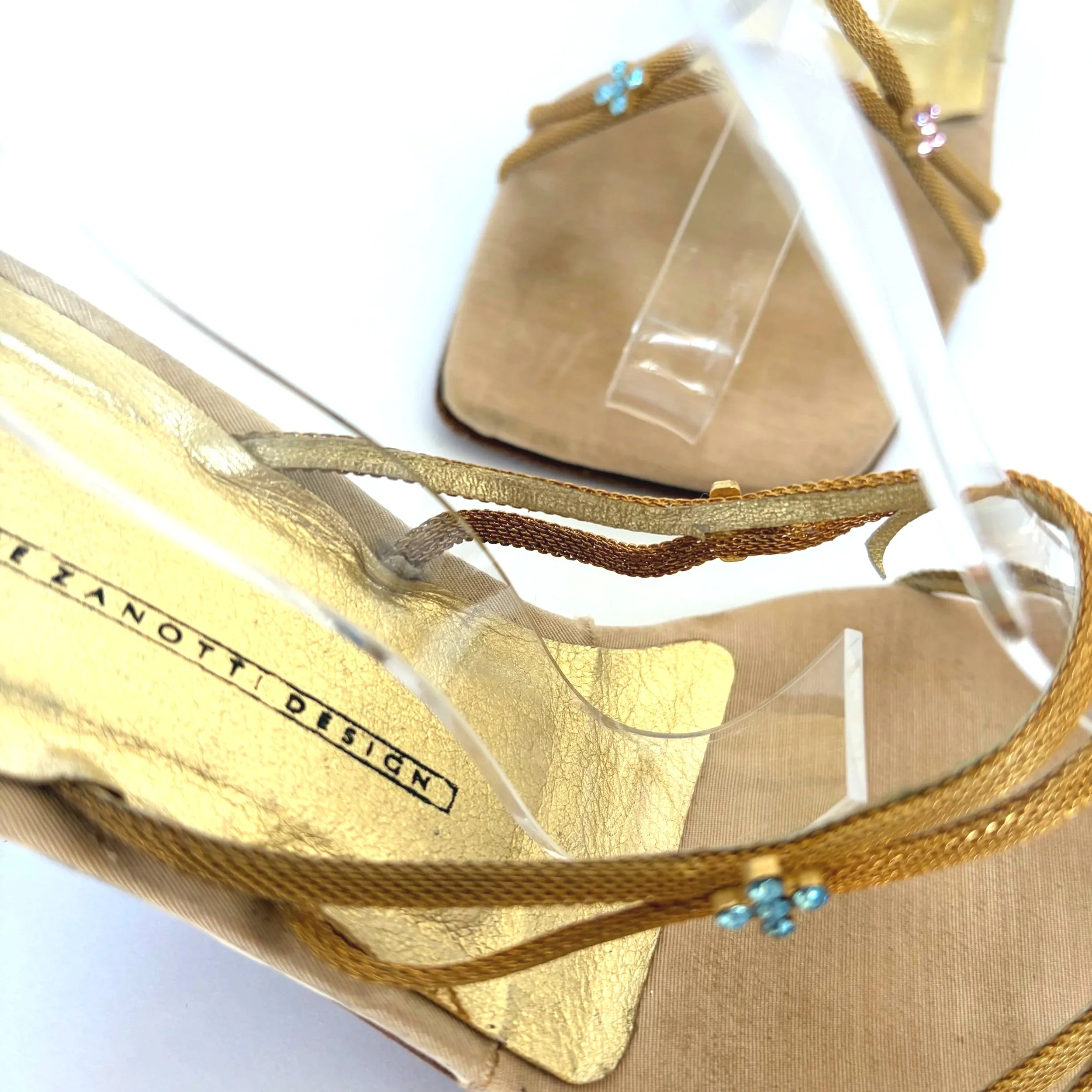 Gold Multicolor Dainty Flower Heels (9.5) — image 3