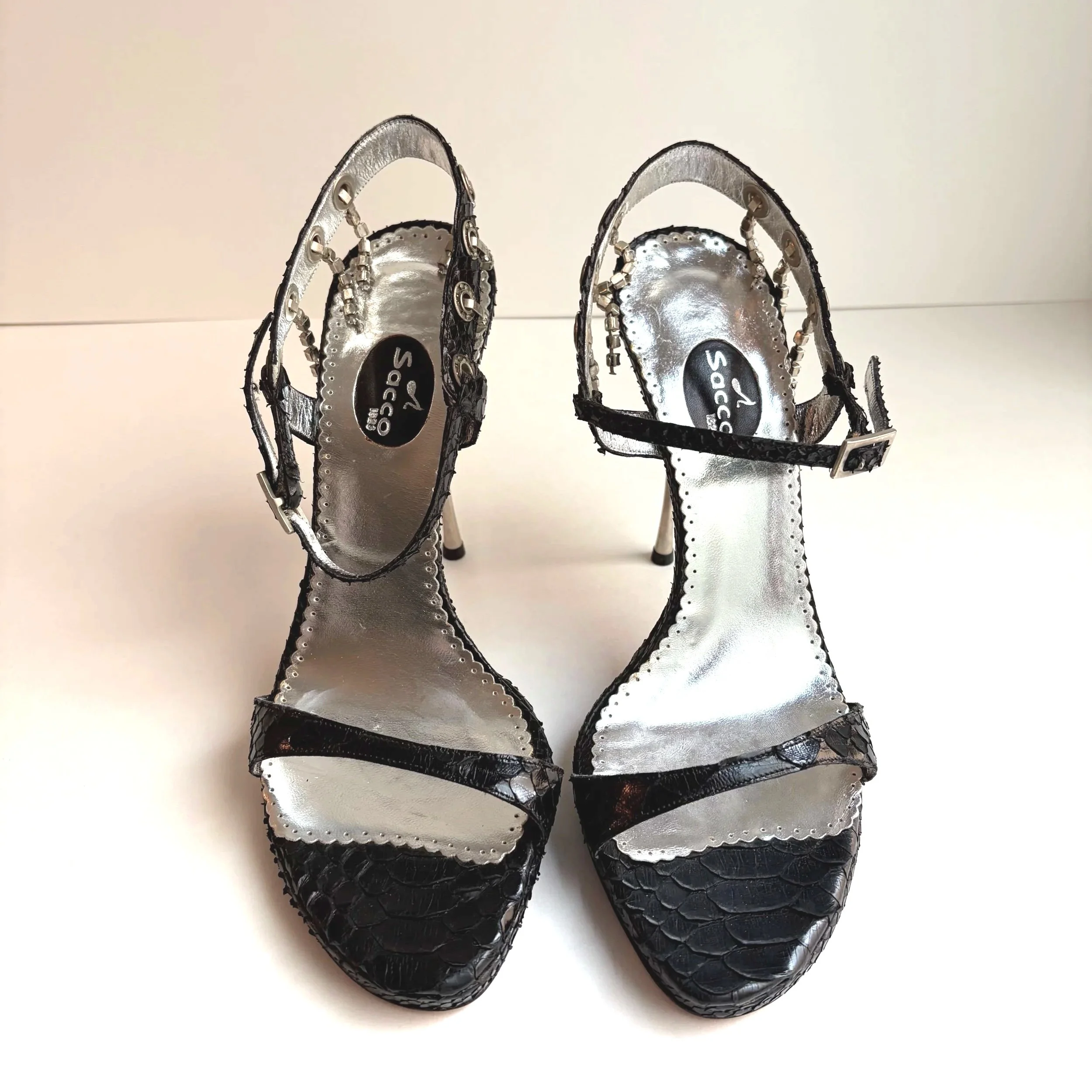 Rare Italian Snakeskin Rhinestone Spike Heel (39.5), image 6