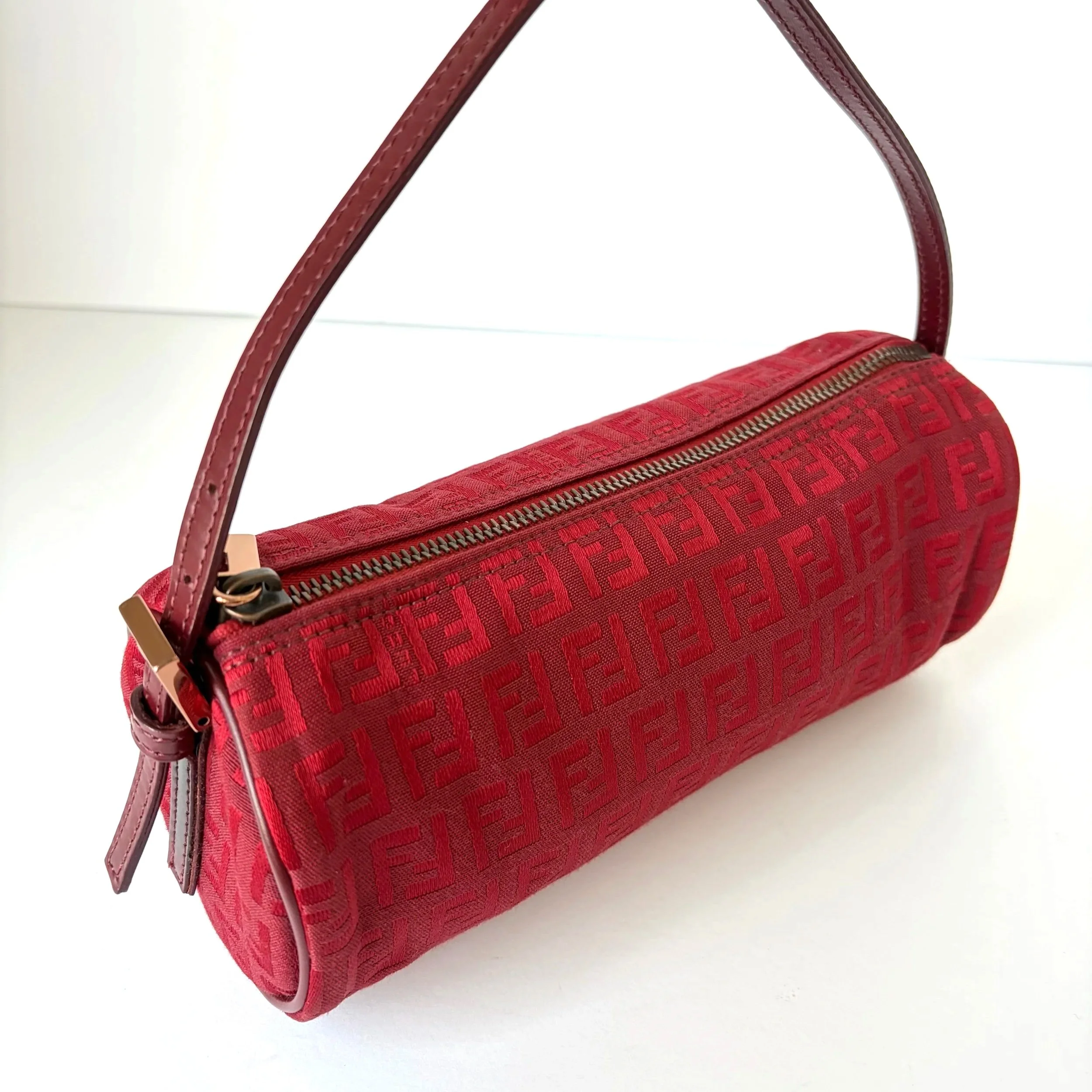 Vtg Red Fendi Barrel Mini Bag — image 2