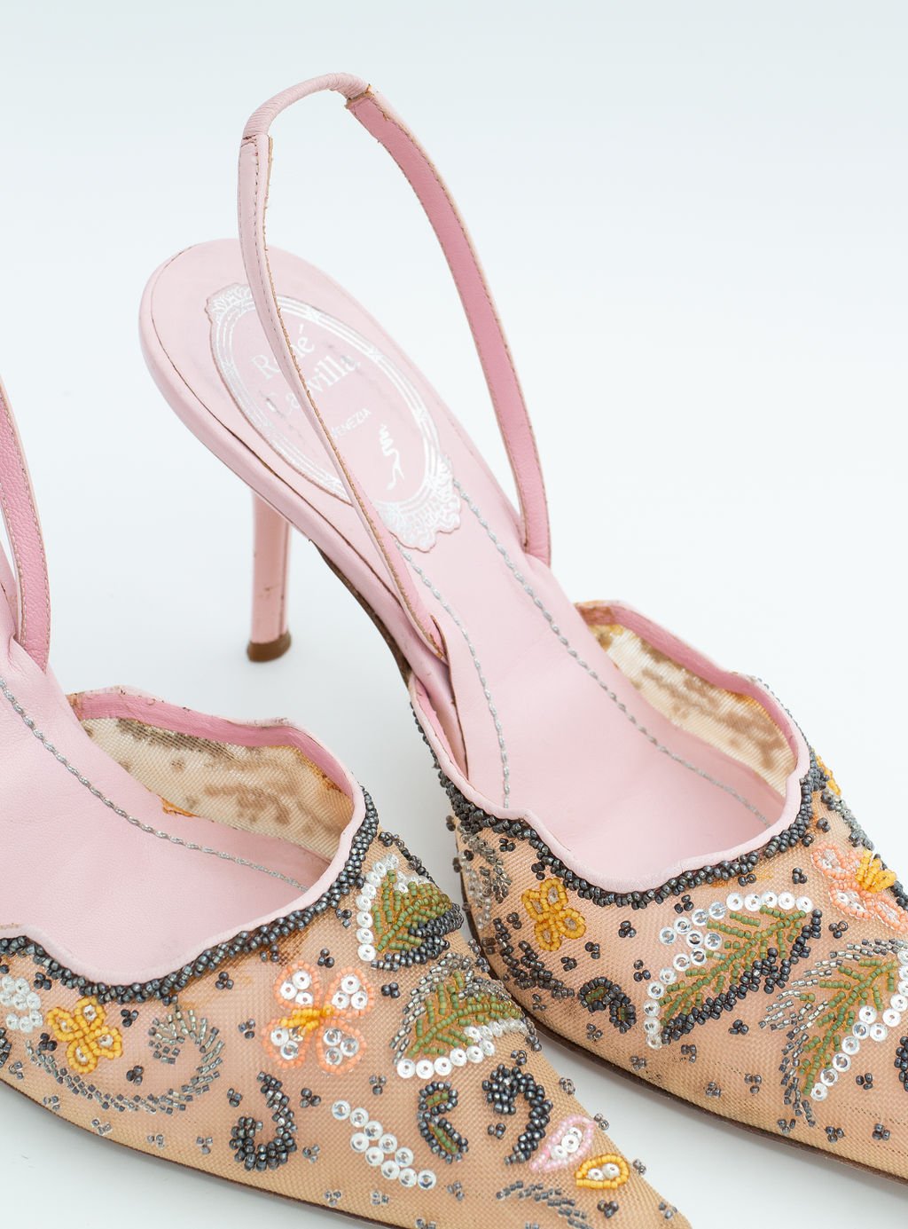 Rene Caovilla Beaded Pink Mules (35)