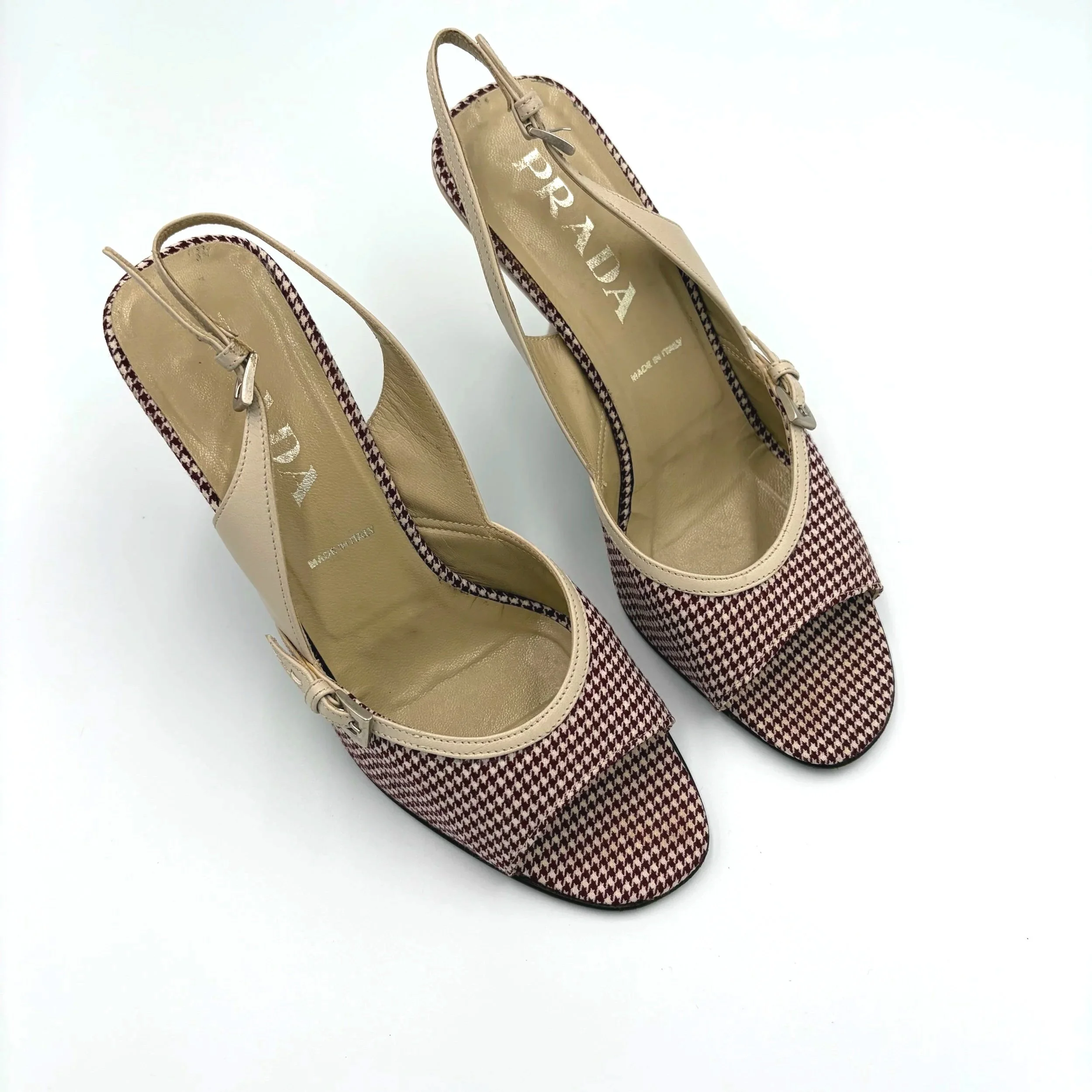 Prada 97' Houndstooth Burgundy Heel (37.5), image 2