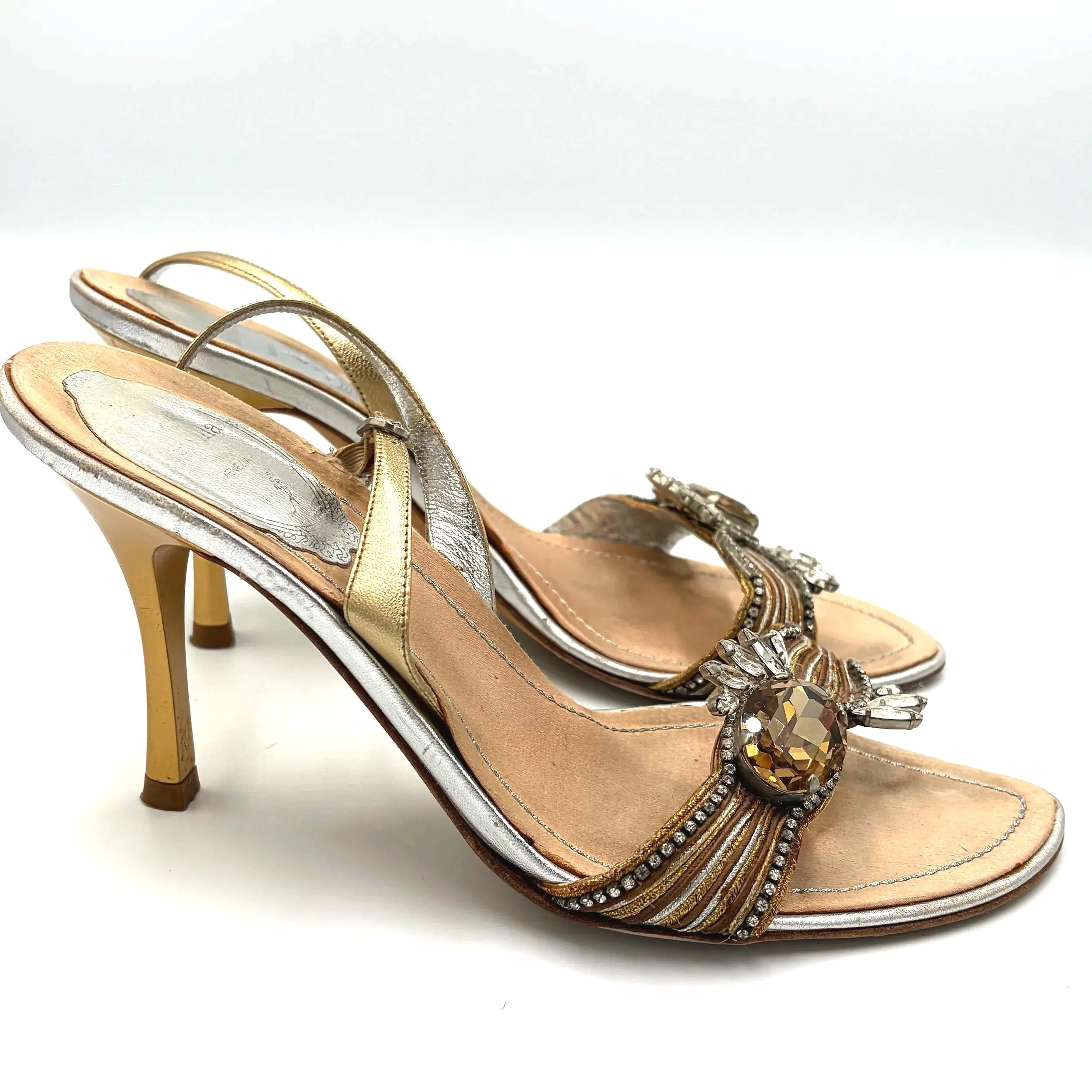 Rene Caovilla Gold & Silver Gem Heels (36), image 3