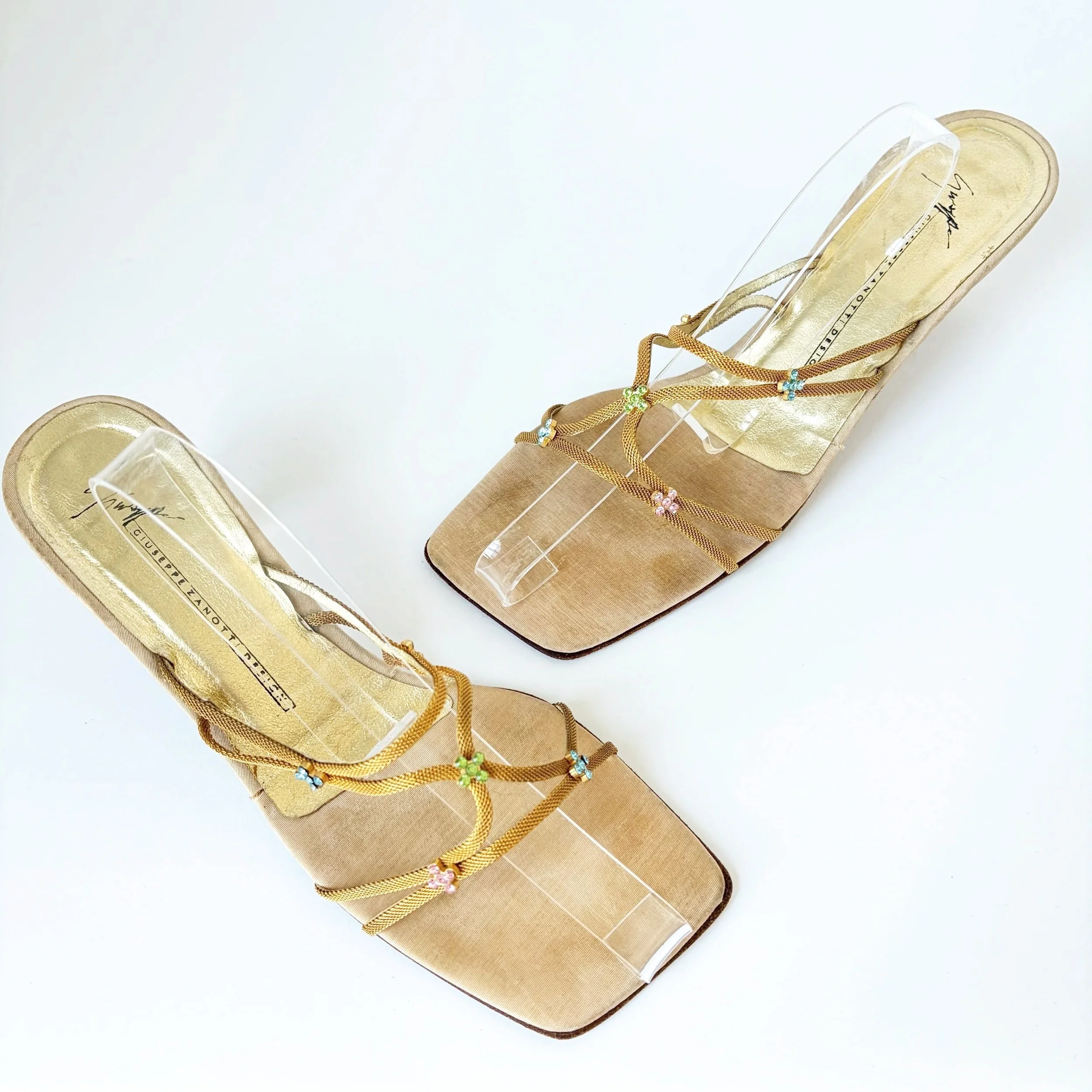 Gold Multicolor Dainty Flower Heels (9.5) — image 2