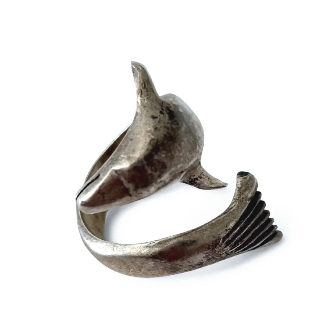 Vtg Sterling Wrap Around Dolphin Ring (7) — image 2