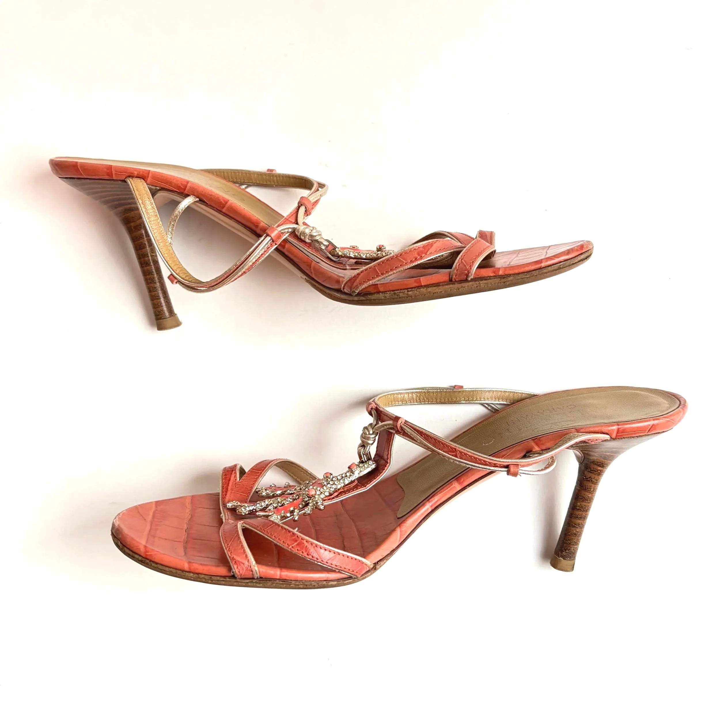 Vtg Valentino Orange Coral Heel (39) — image 6