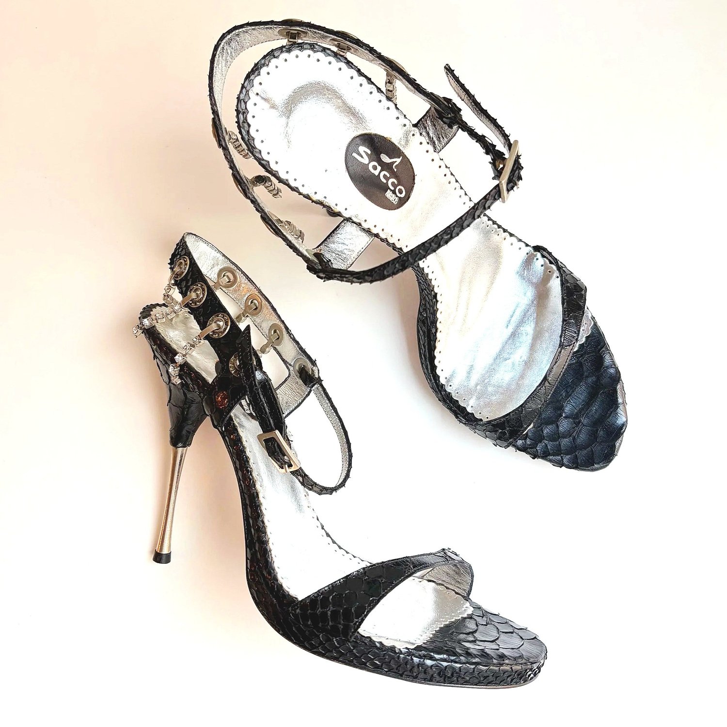 Rare Italian Snakeskin Rhinestone Spike Heel (39.5)