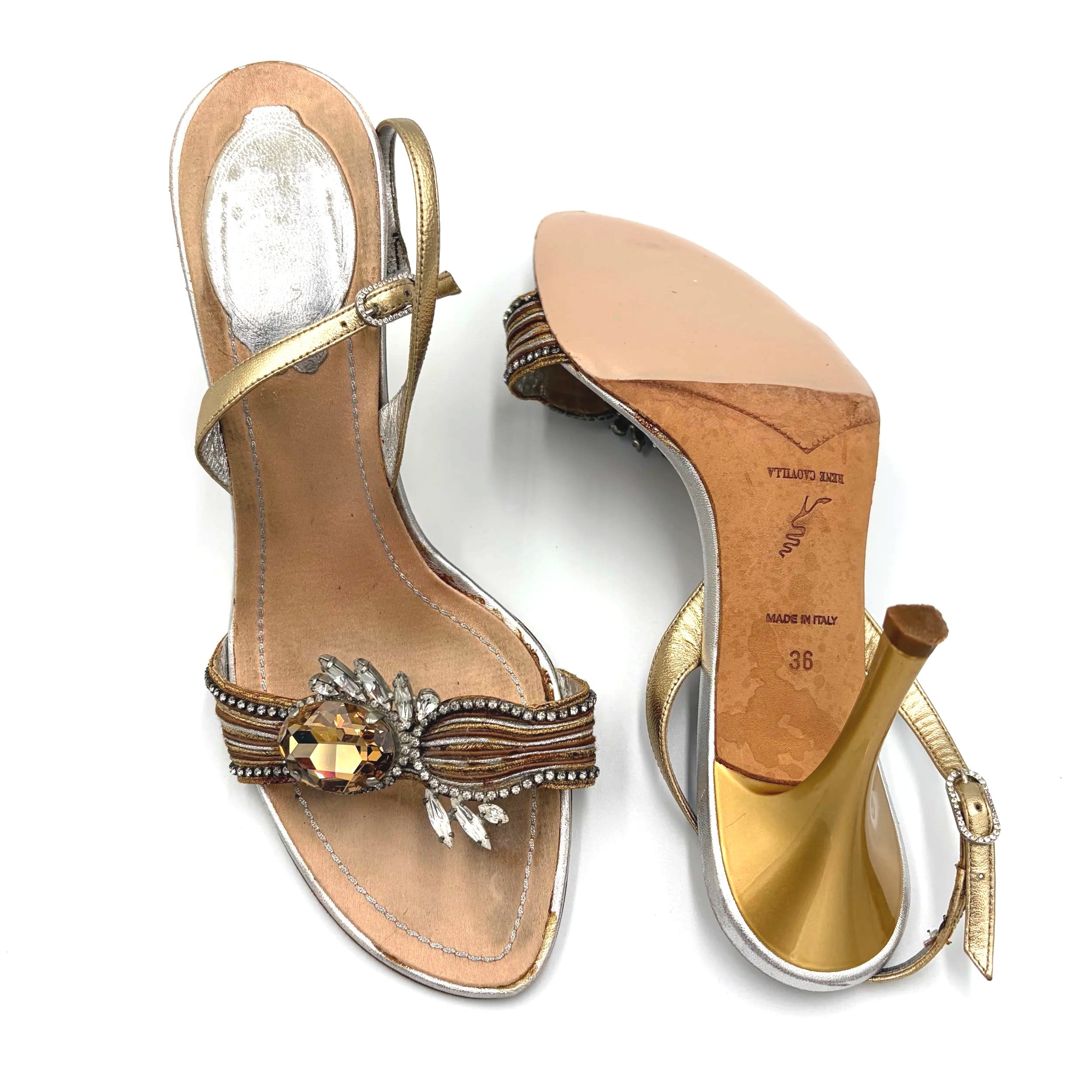 Rene Caovilla Gold & Silver Gem Heels (36), image 4