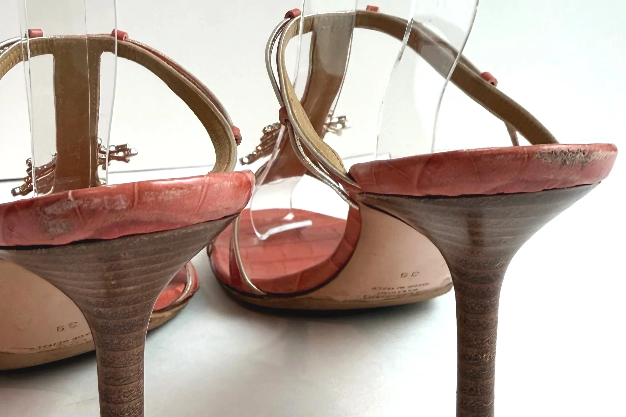 Vtg Valentino Orange Coral Heel (39) — image 5
