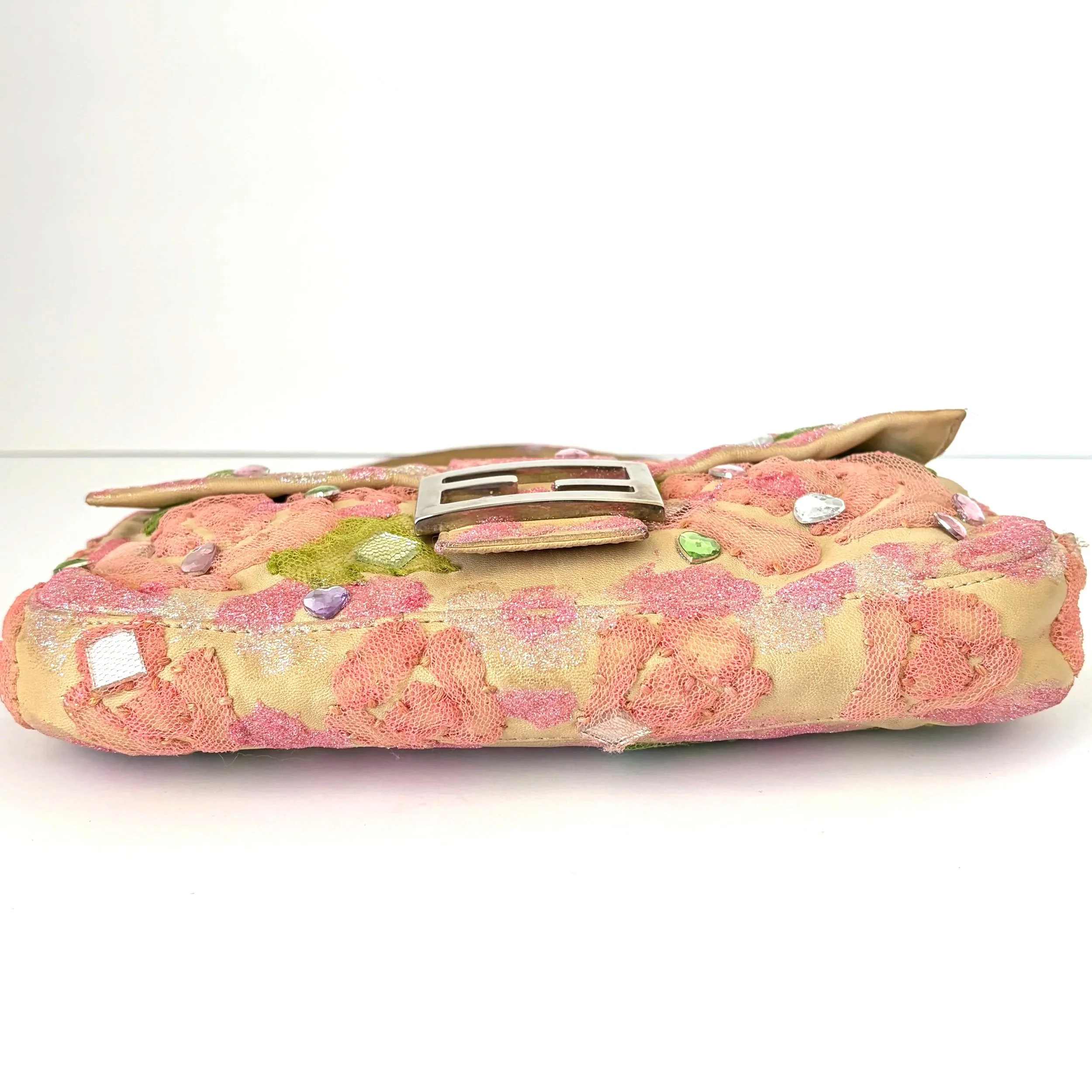 Rare Glittery Pink Floral Lace Fendi Baguette — image 4