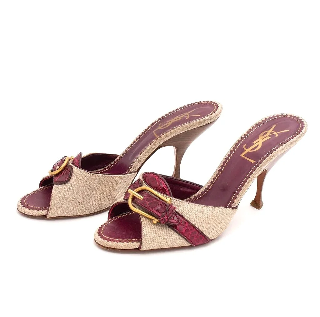 YSL Rive Gauche Crocodile Embossed Mules (40), image 3