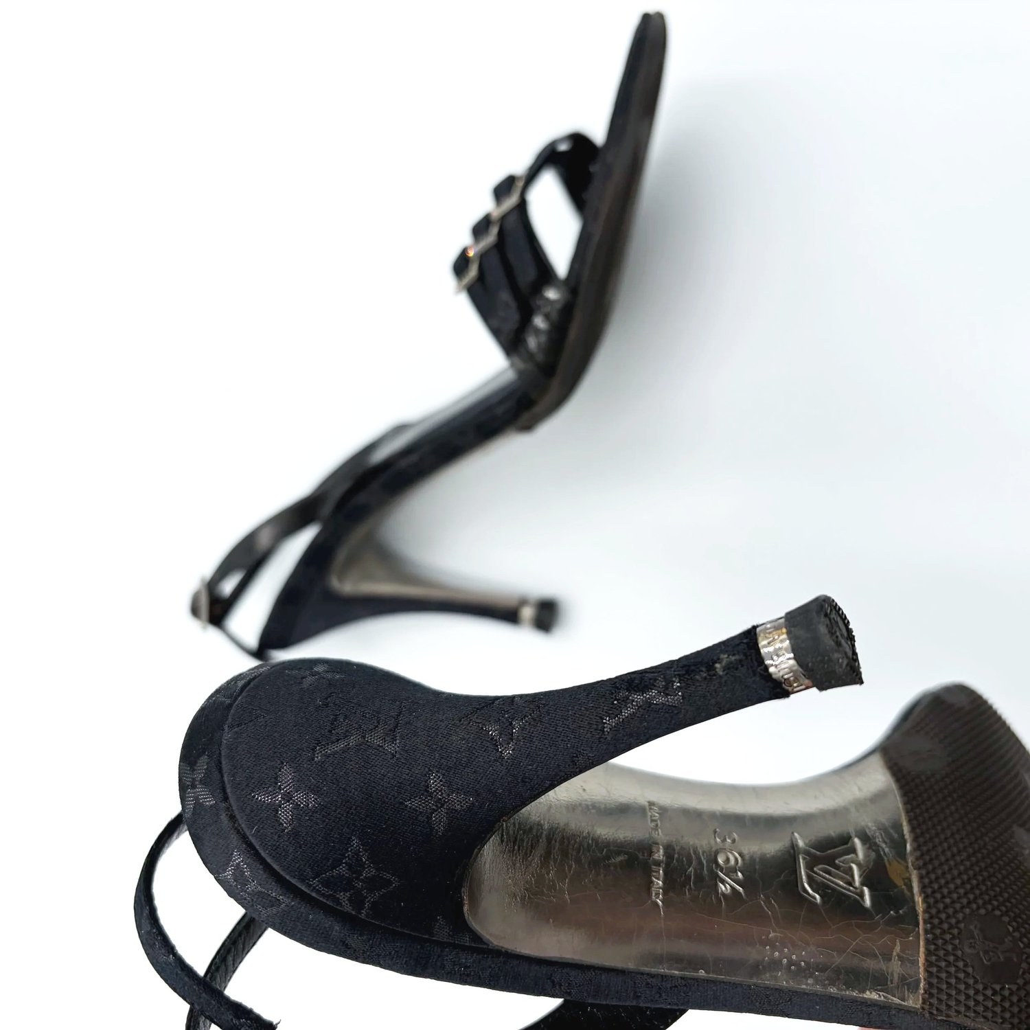 Louis Vuitton Satin Monogram Heels (36.5)