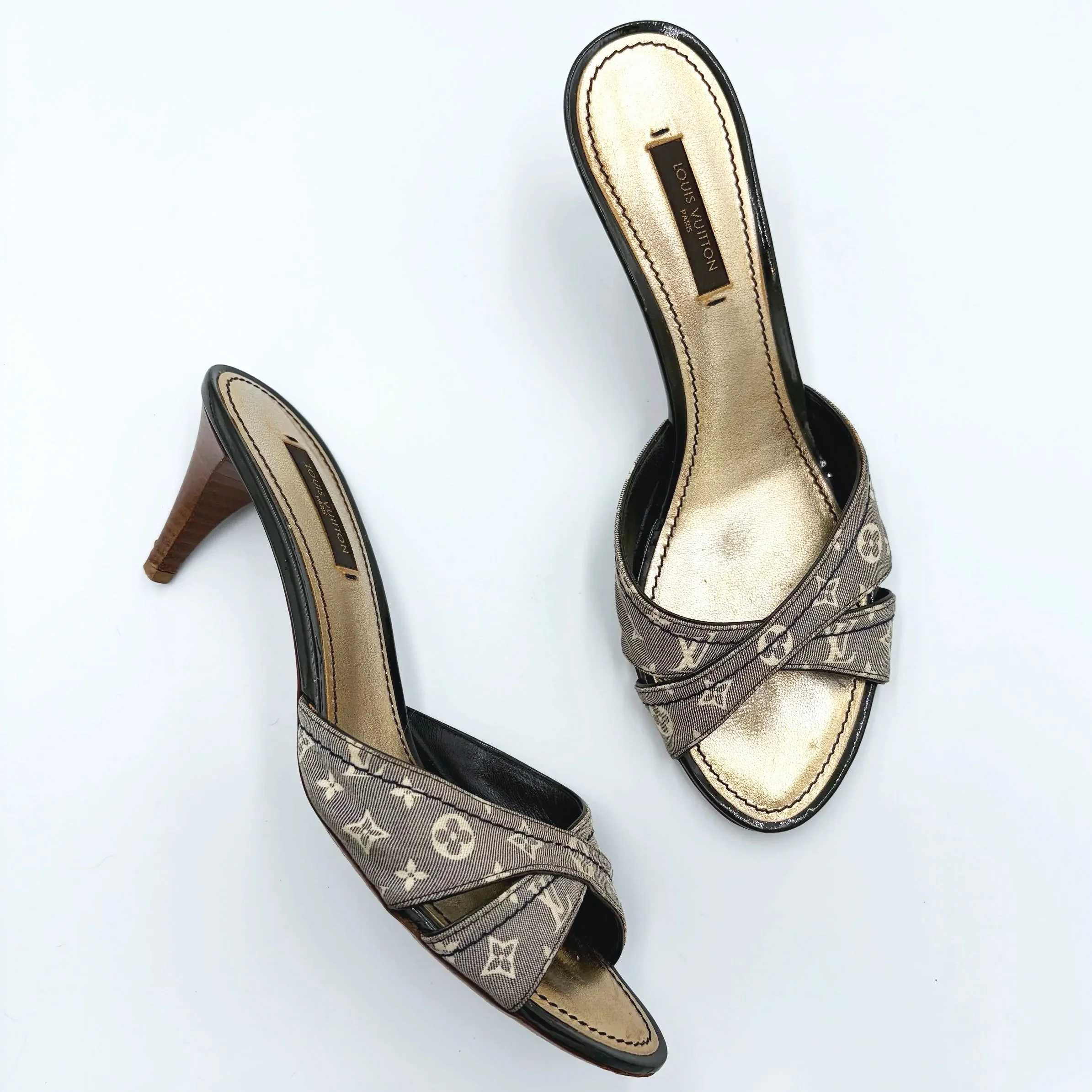 Louis Vuitton Lt.Grey Monogram Mules (38), image 3