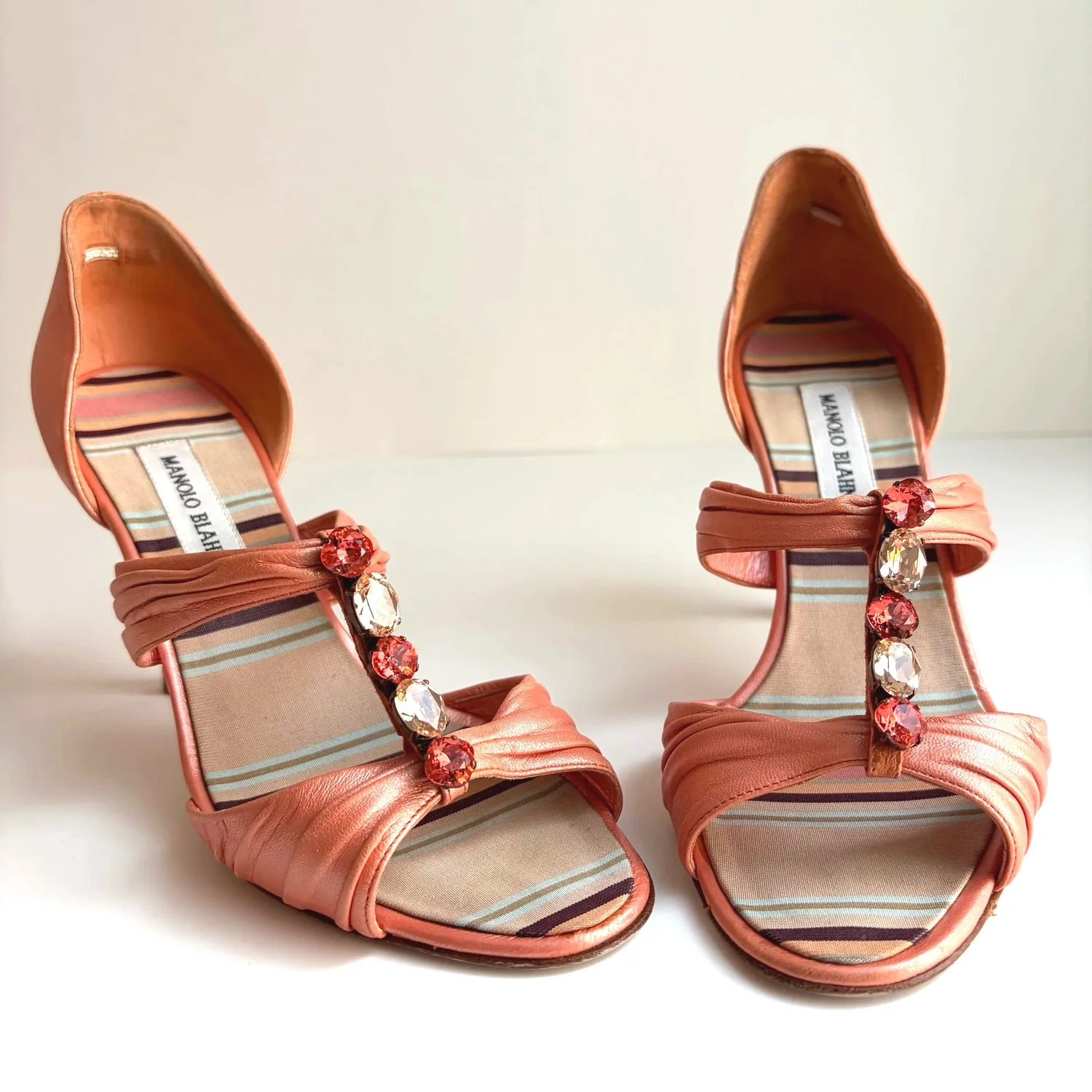 Vtg Coral Jeweled Manolos (39)