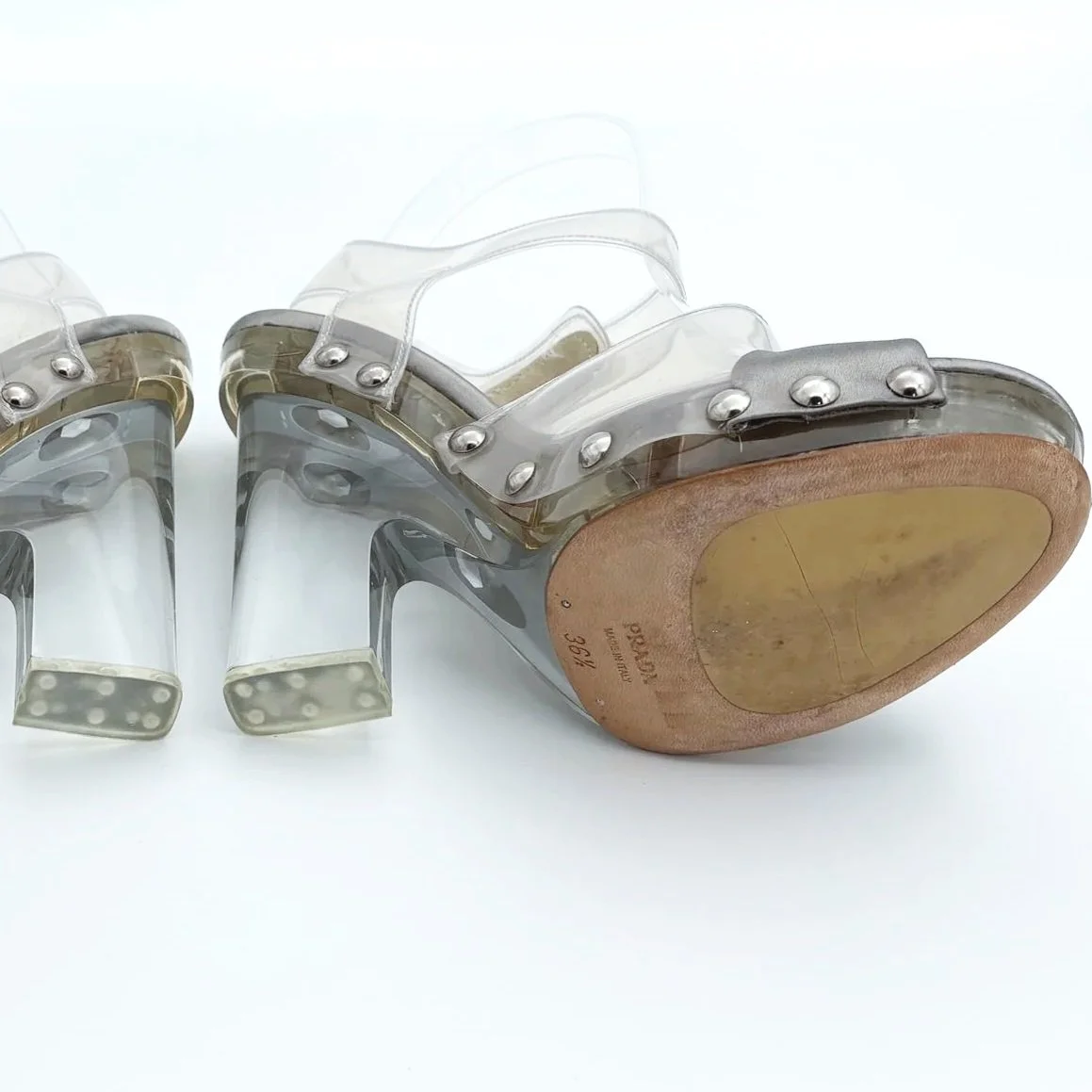 Prada Grey Acrylic and PVC Heels (36.5) — image 5