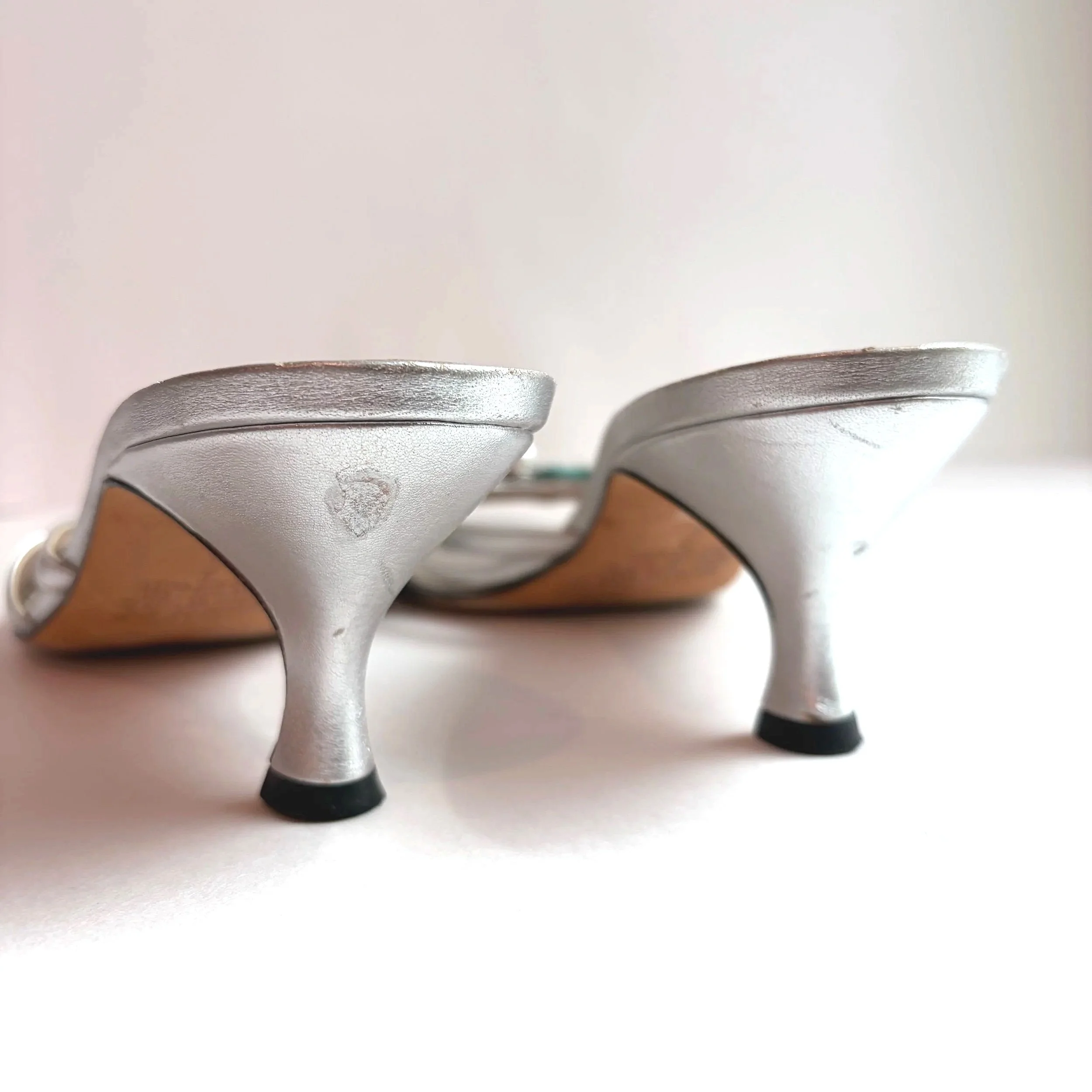 Vtg Hollywould Coral & Pearl Heels (US 7) — image 4
