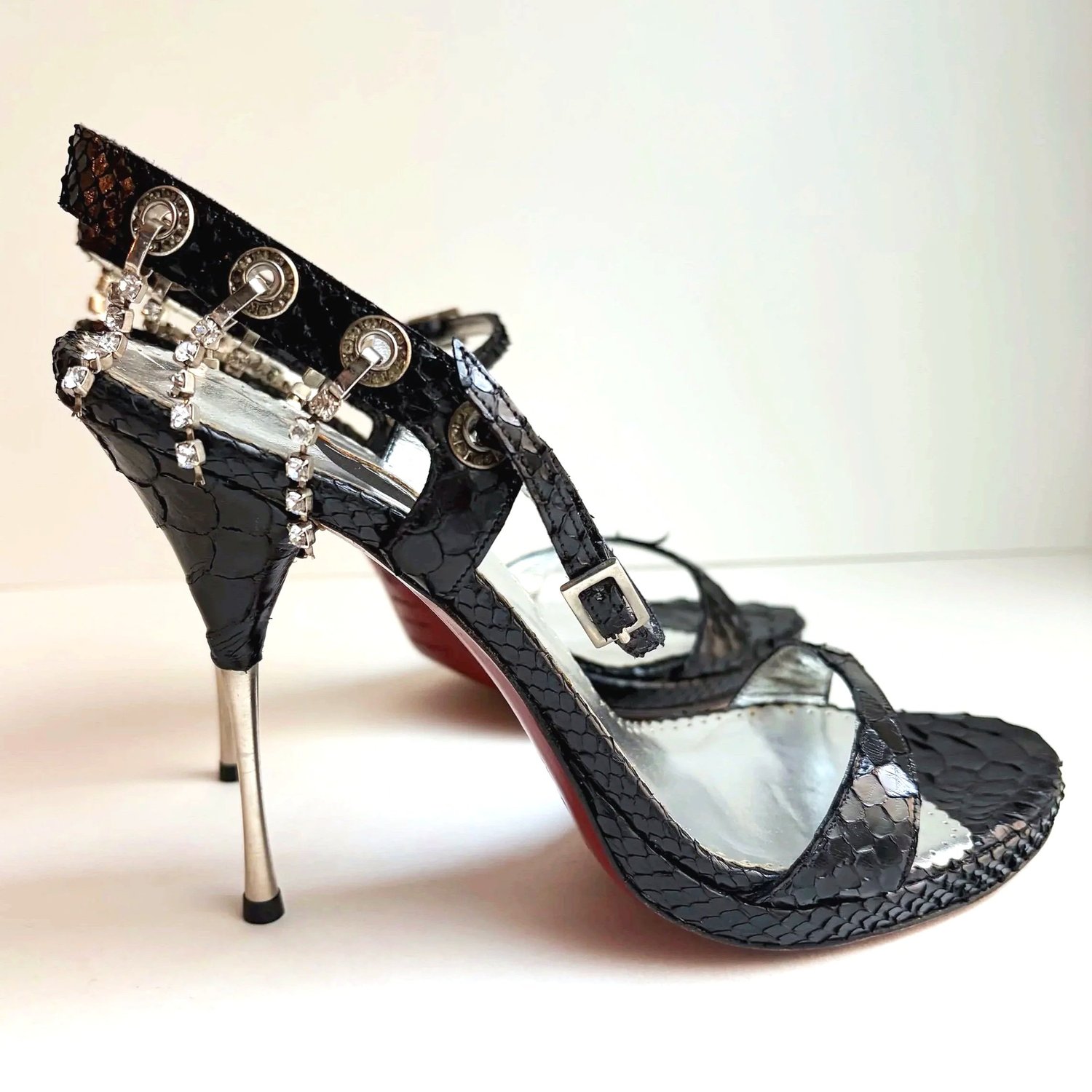 Rare Italian Snakeskin Rhinestone Spike Heel (39.5)