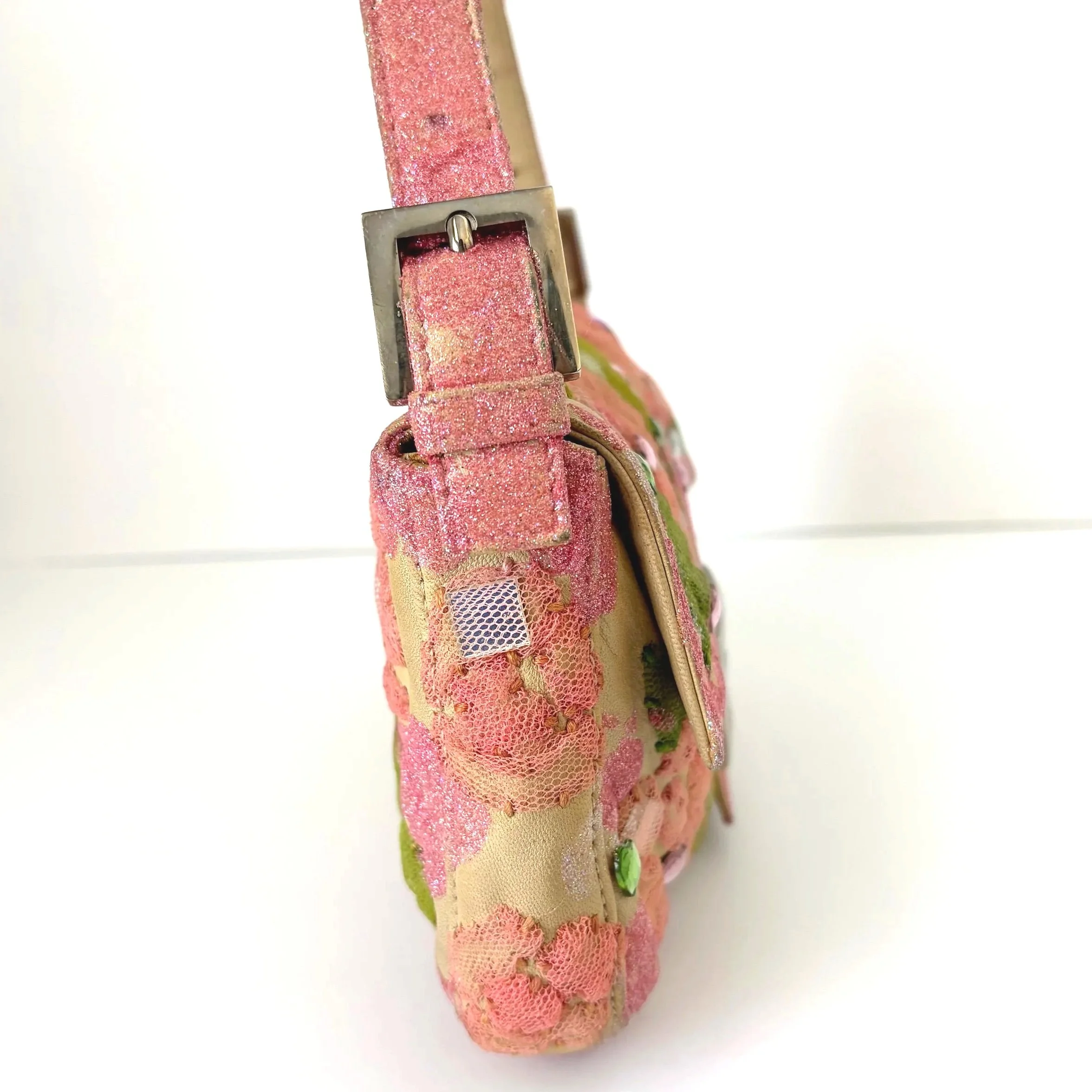 Rare Glittery Pink Floral Lace Fendi Baguette — image 10