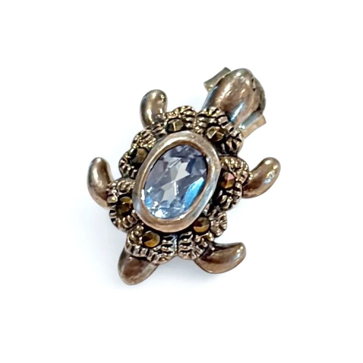 Vtg Aquamarine Sea Turtle SS Earrings — image 3