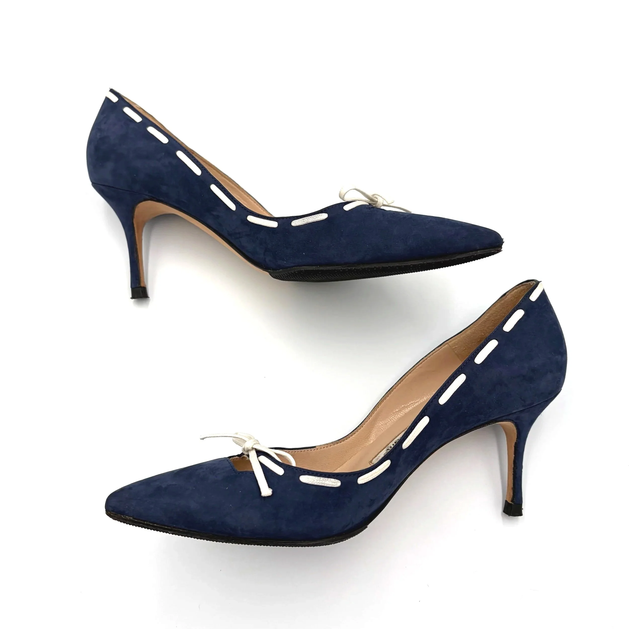 Blue Suede Manolo Peeptoes (35.5) — image 4